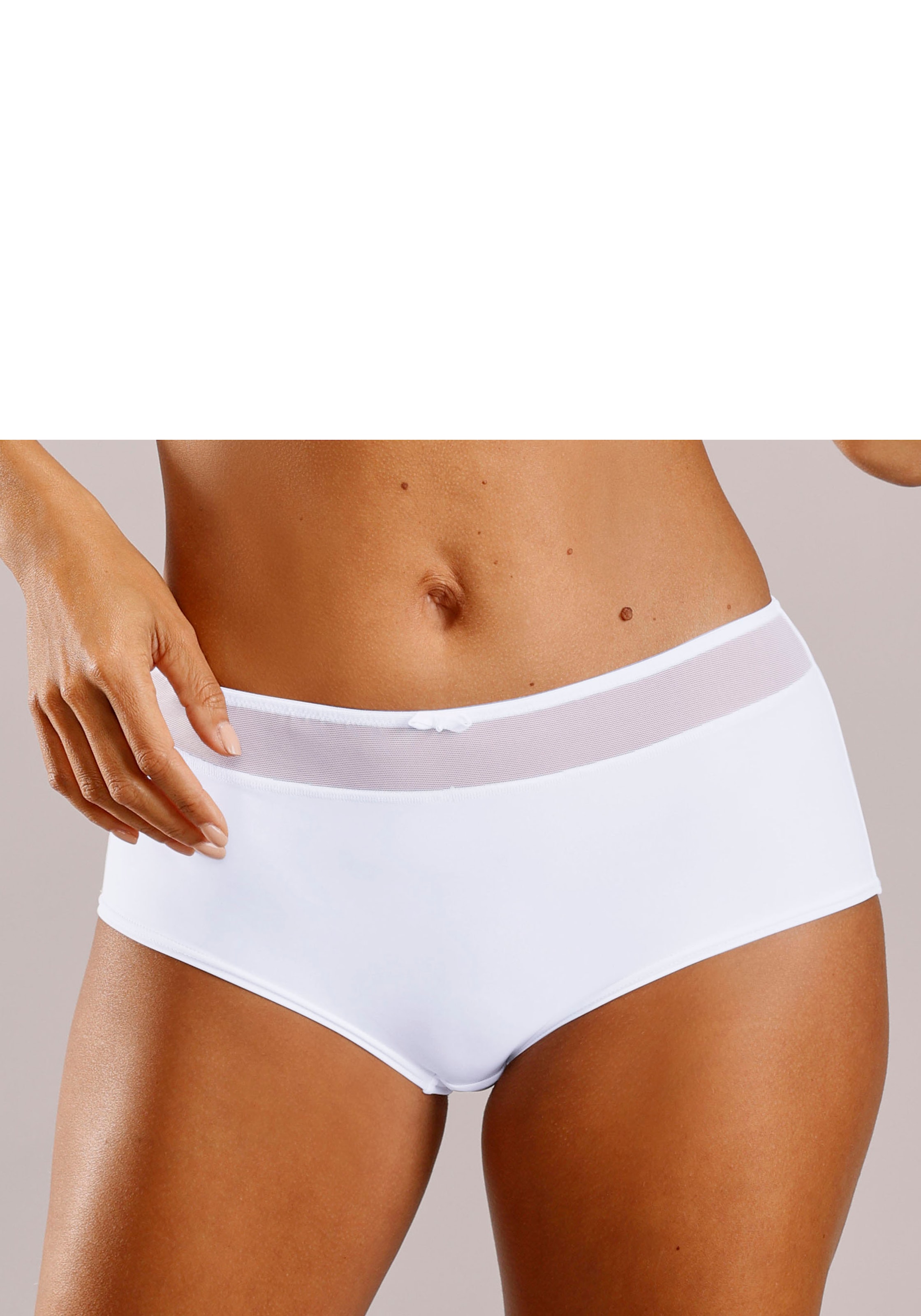 Nuance Panty mit transparentem Bund und Zierschleife in weiß, Größe 44/46