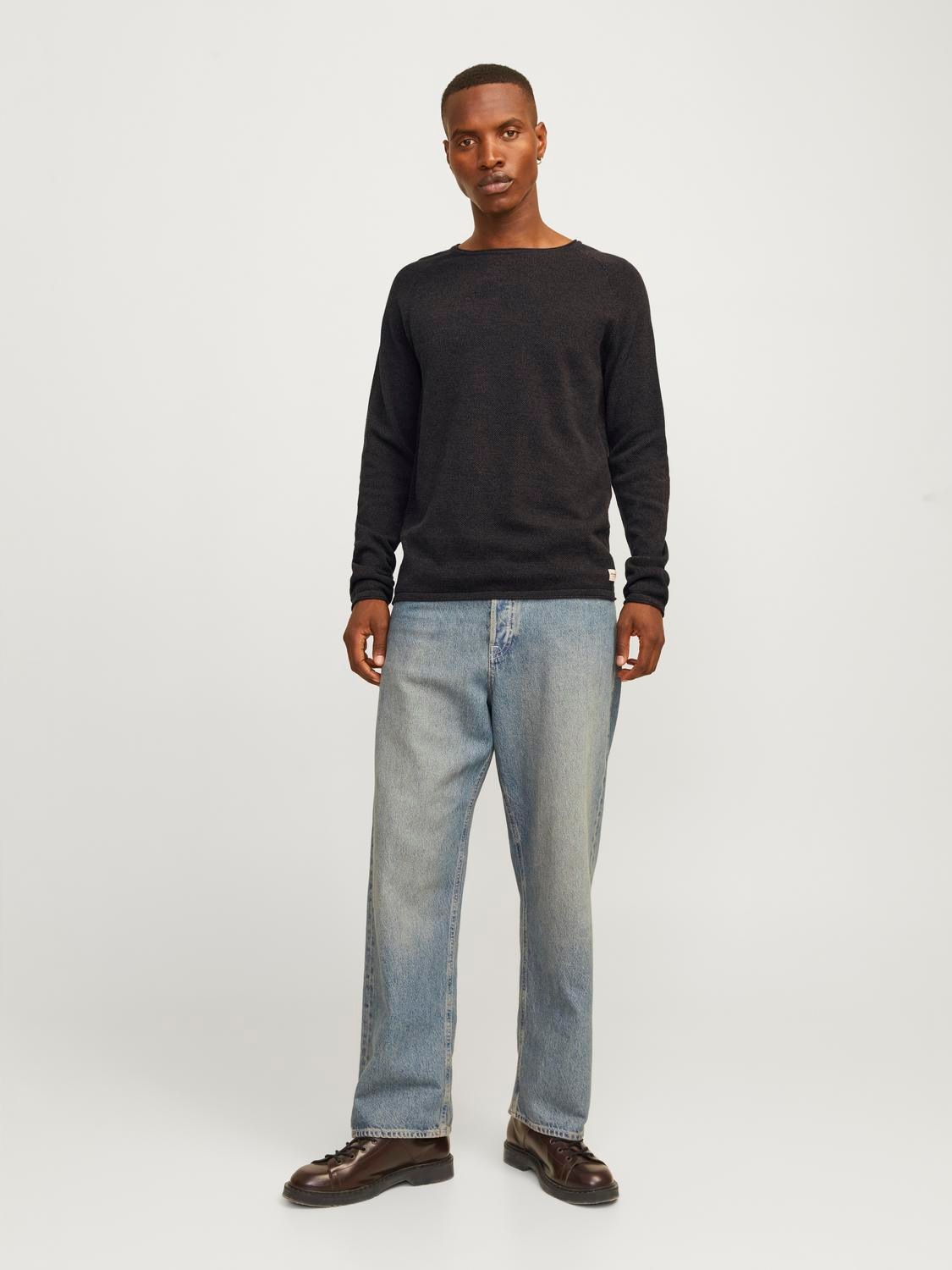 Jack & Jones Rundhalspullover »JJEHILL KNIT CREW NECK NOOS«, aus Strukturstrick