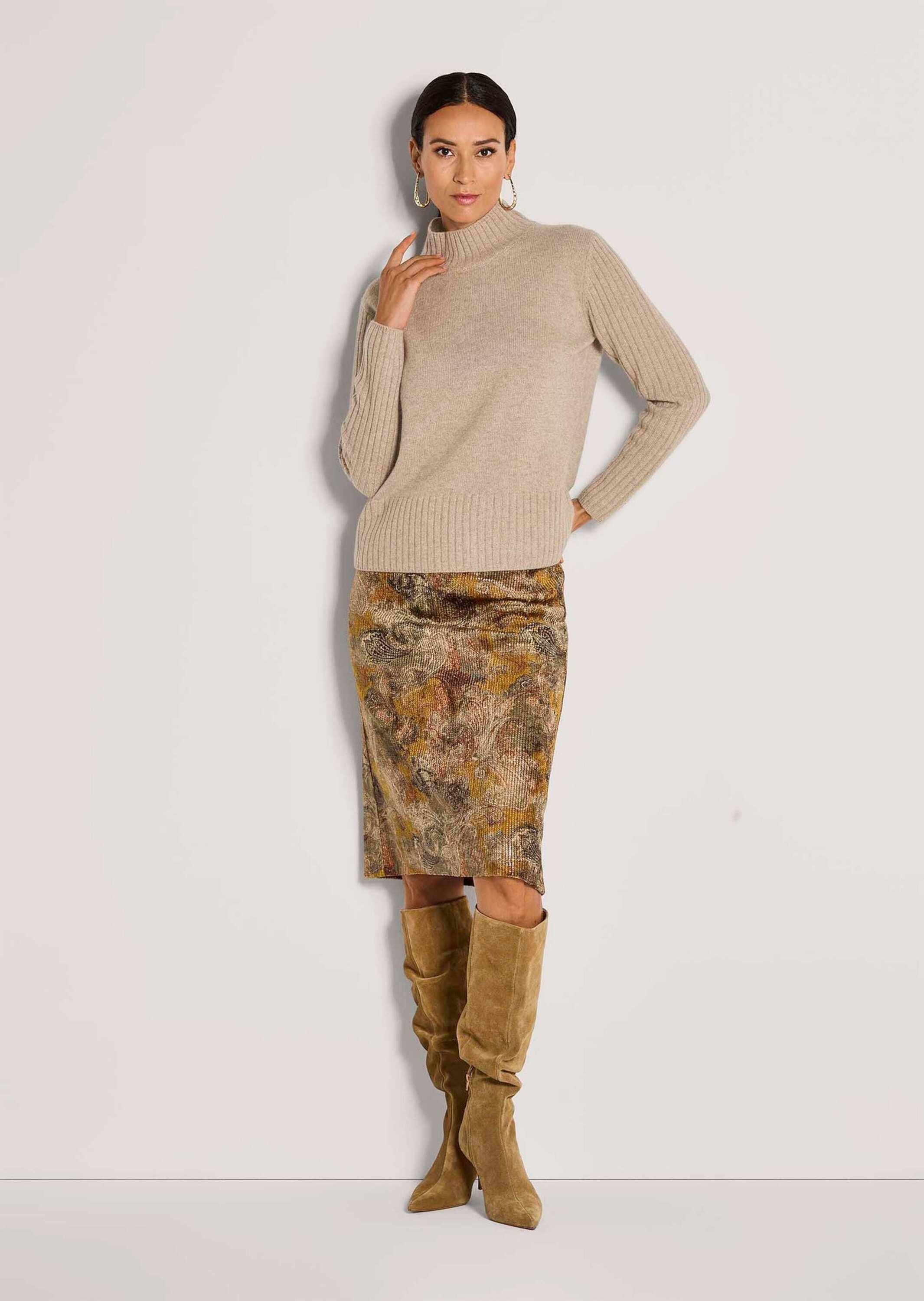 MADELEINE Longpullover »Kaschmirpullover Eleganter Strickpullover mit Stehkragen« Strickmuster-Mix