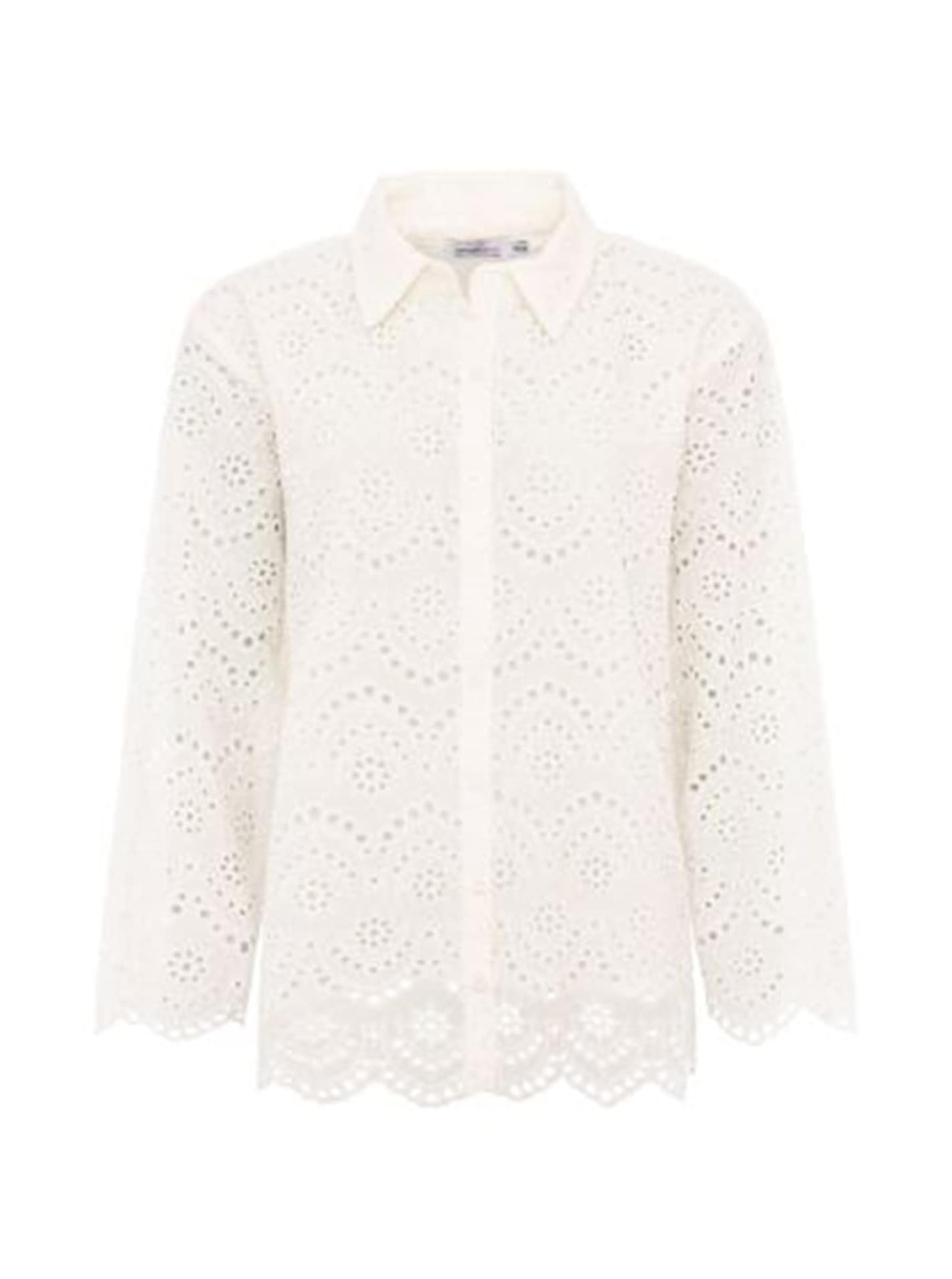 Zwillingsherz Kurzarmbluse »"Lochstickerei"« langarm, mit Kragen, Lochspitze, Knopfleiste