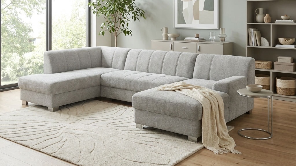 OTTO home Wohnlandschaft »Lolland 296 x 195 cm, modern, mit Steppungen, gemütlich« U-Form, aus Pet Friendly Bezug