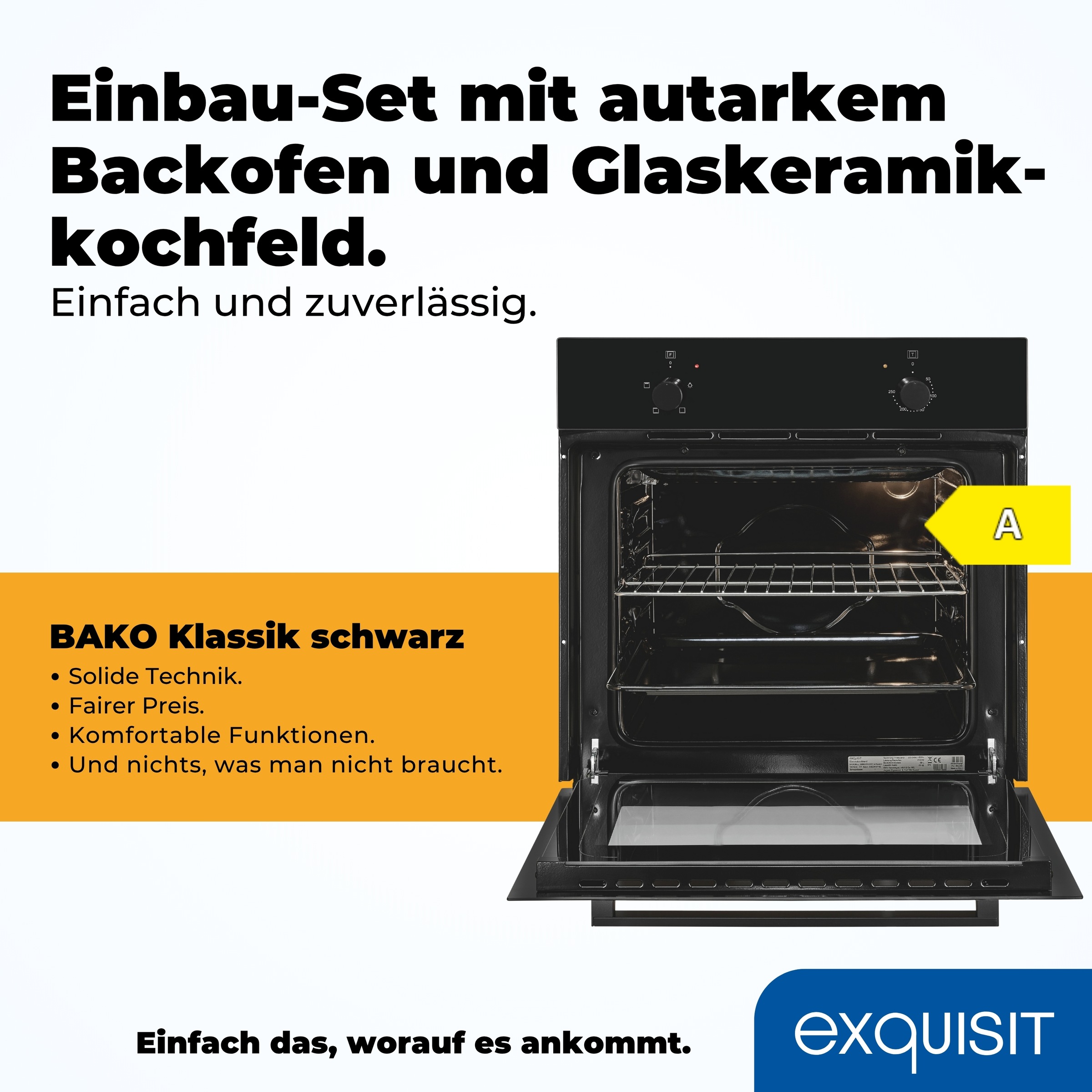 exquisit Backofen-Set »EBE255-020 schwarz« Set, 2 Stk. tlg.