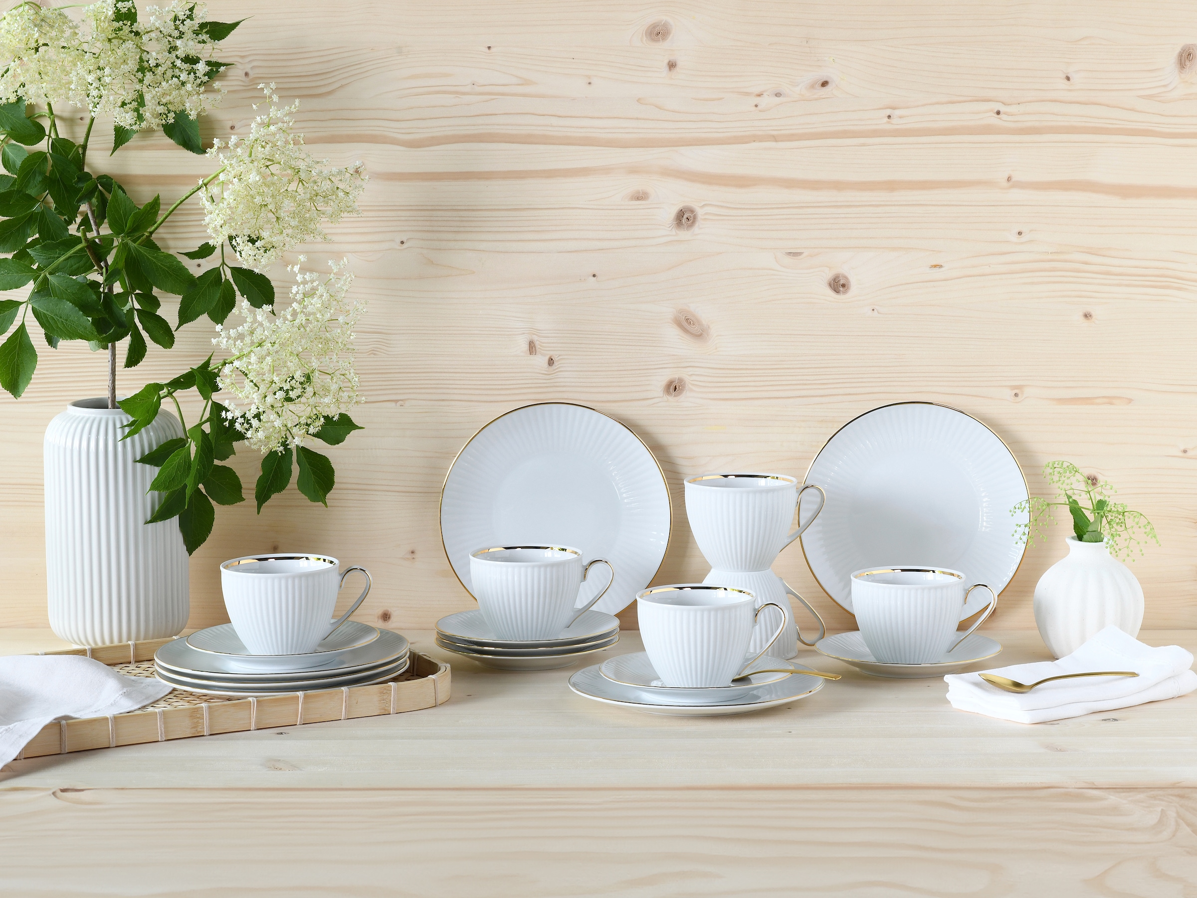 CreaTable Kaffeeservice »Valencia Gold, Kaffee-Service 18-tlg« Elegant, Goldrand