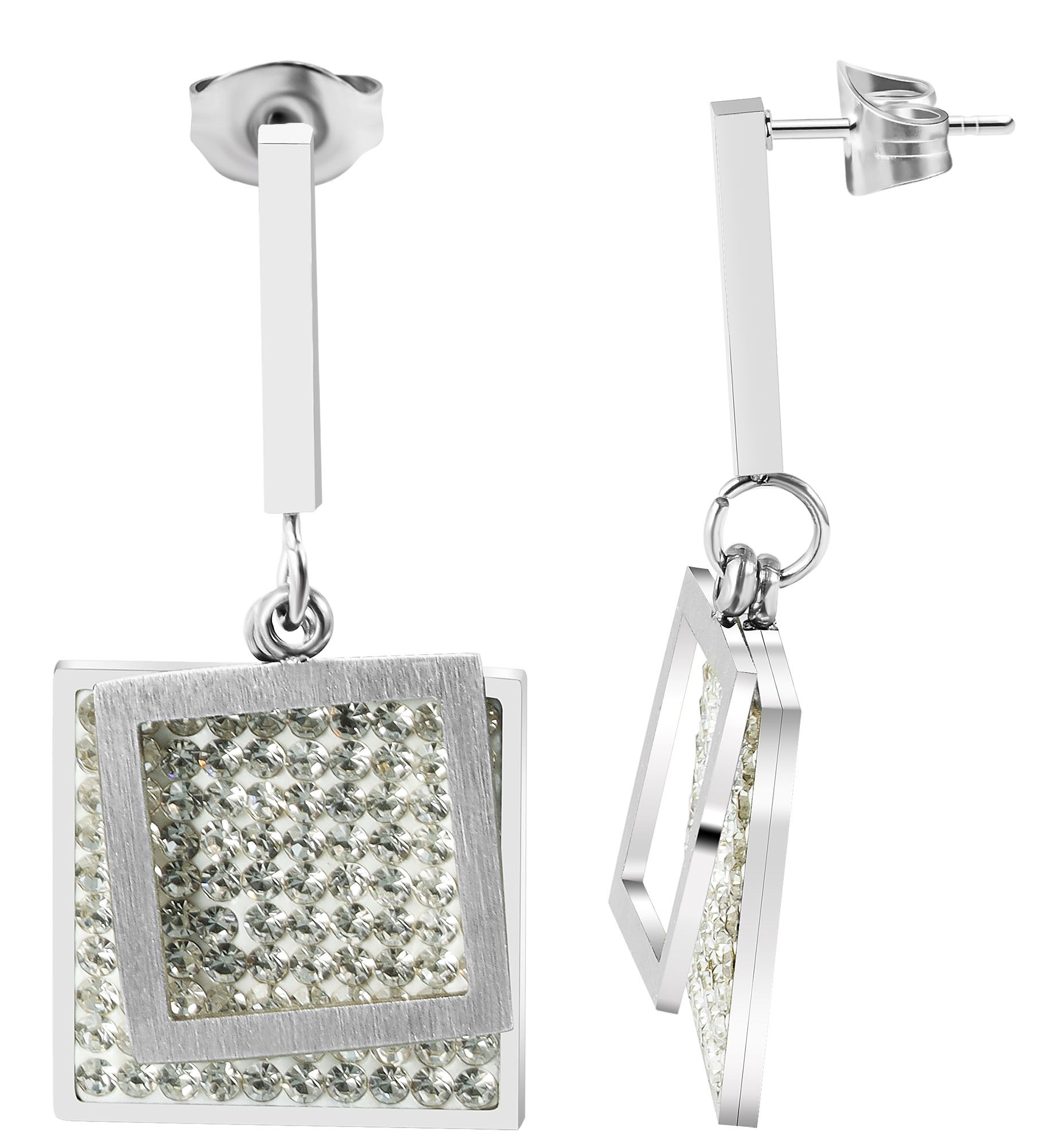 Adelia´s Paar Ohrstecker »Damen Ohrringe ¿ Ohrstecker aus Edelstahl mit Strass Steinchen«