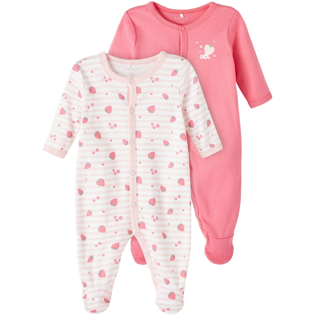 Name It Schlafoverall »NBFNIGHTSUIT 2P W/F STRAWBERRY NOOS«, (Packung, 2 tlg.)
