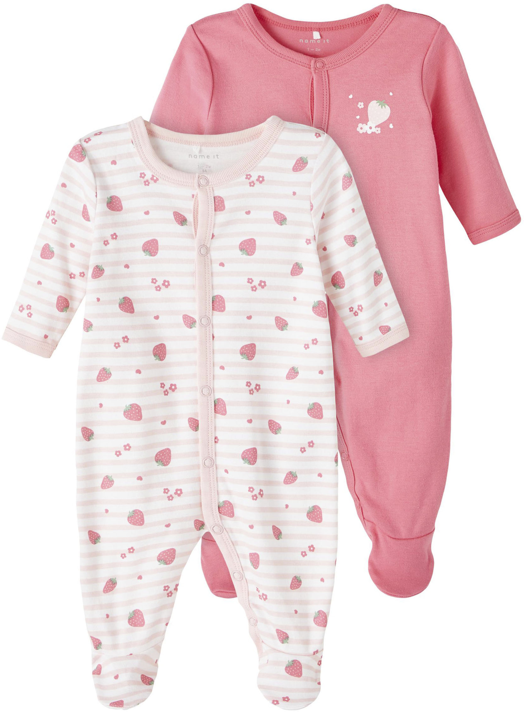 Schlafoverall »NBFNIGHTSUIT 2P W/F STRAWBERRY NOOS«, (Packung, 2 tlg.)