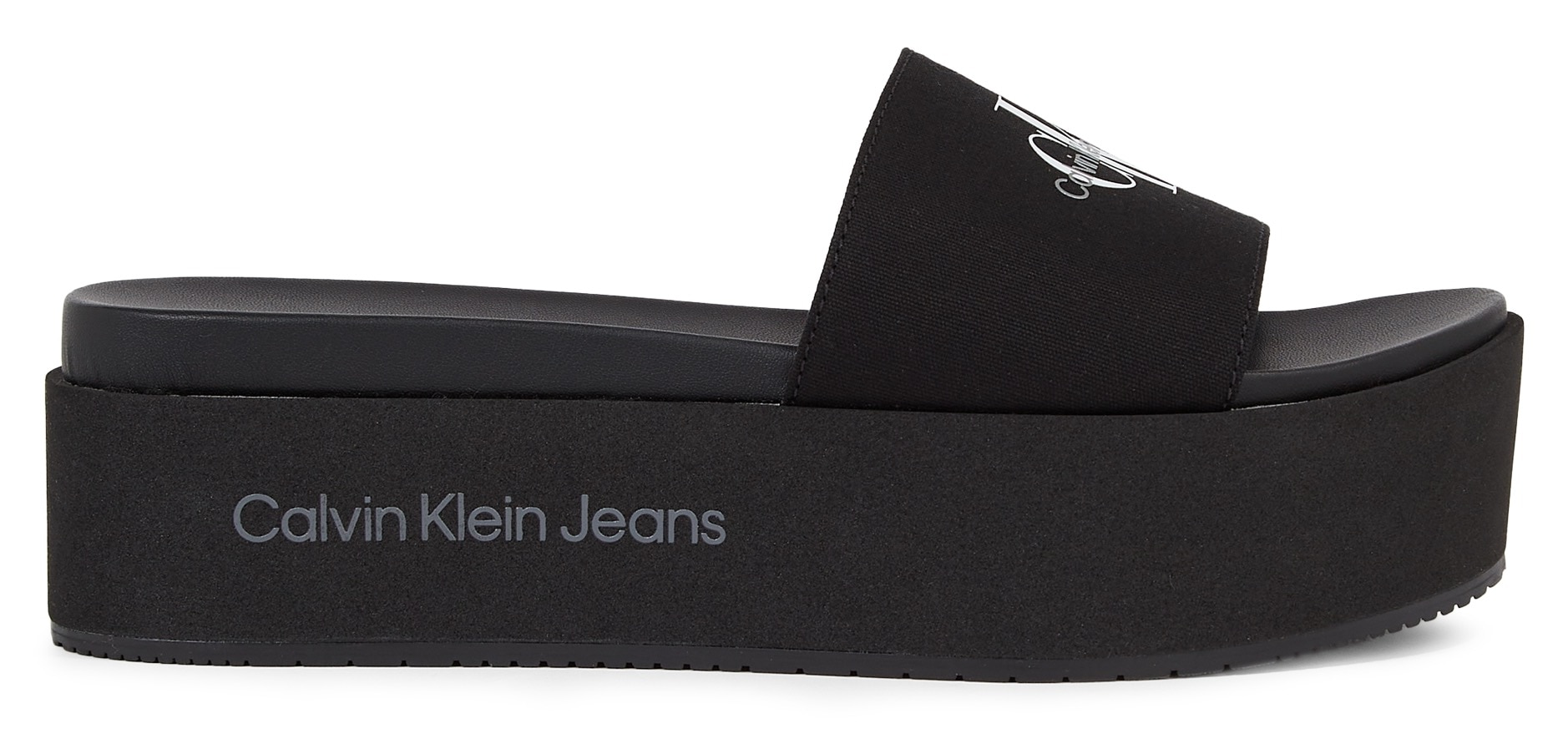Calvin Klein Jeans Pantolette »FLATFORM SANDAL MET«, Plateau, Sommerschuh, Schlappen mit Plateau