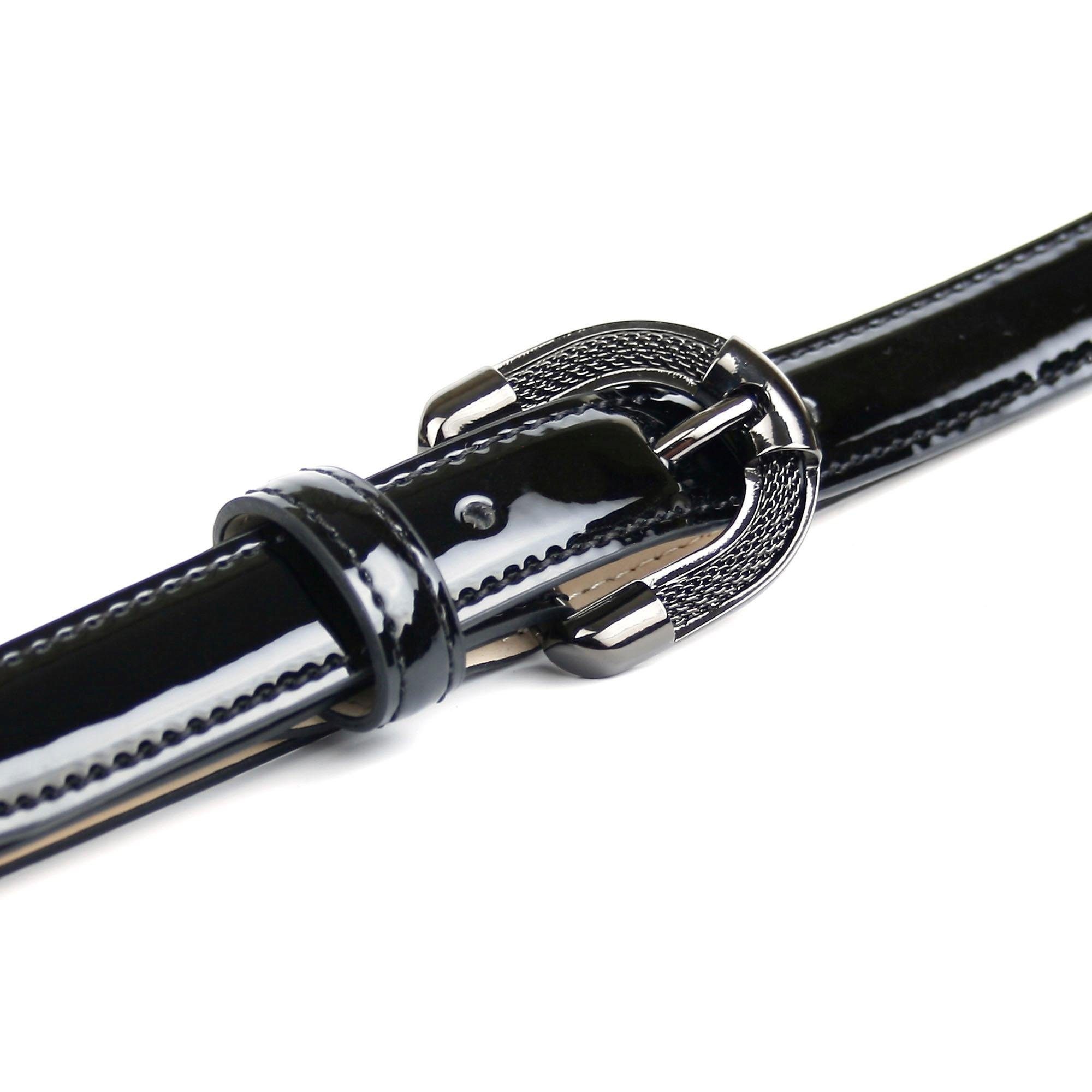 Anthoni Crown Ledergürtel Schmaler Lackledergürtel, dekorative Schließe