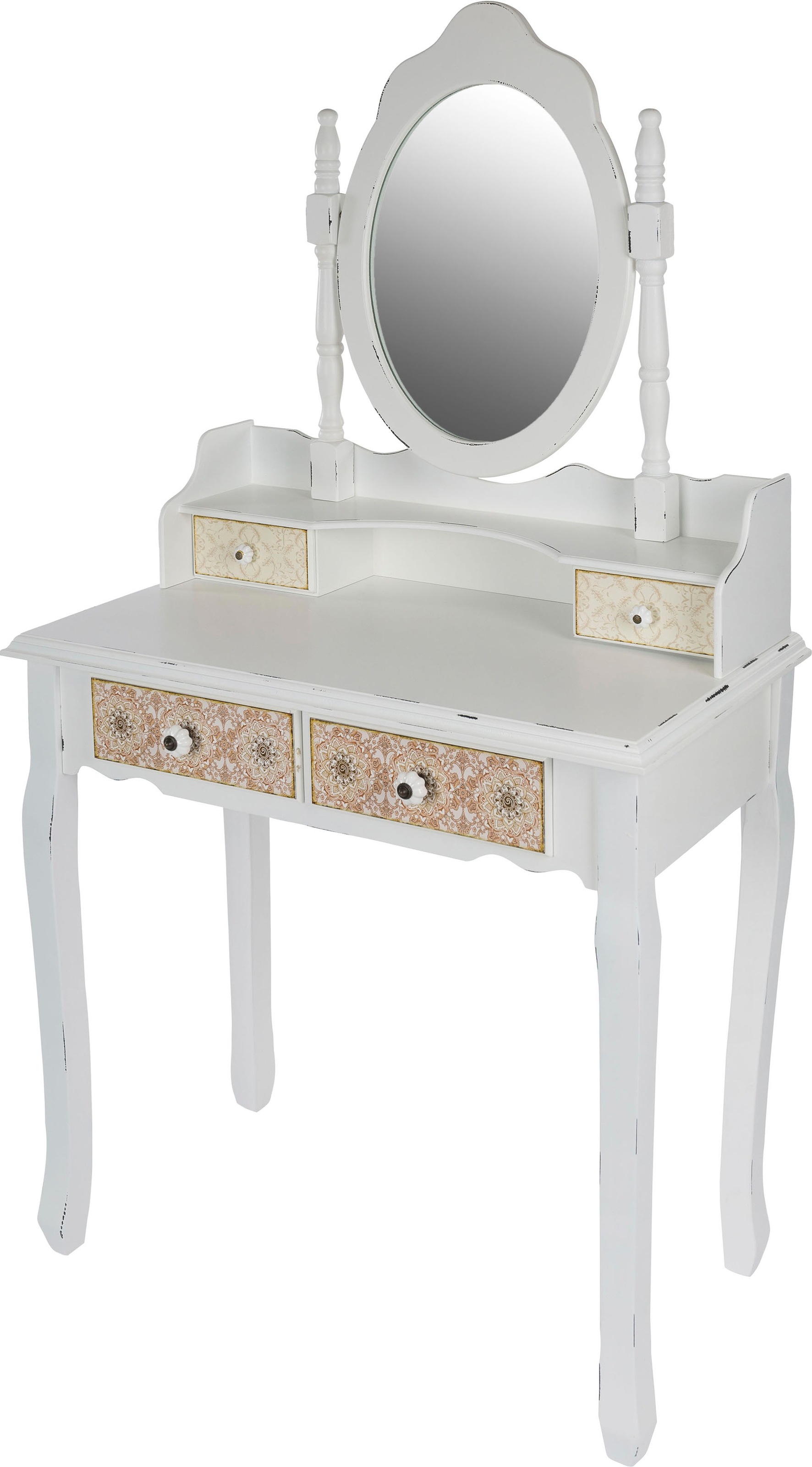 my Flair Schminktisch »Paisley«, Schminktisch, Frisierkommode, Shabby Chic Design mit 4 Schubladen