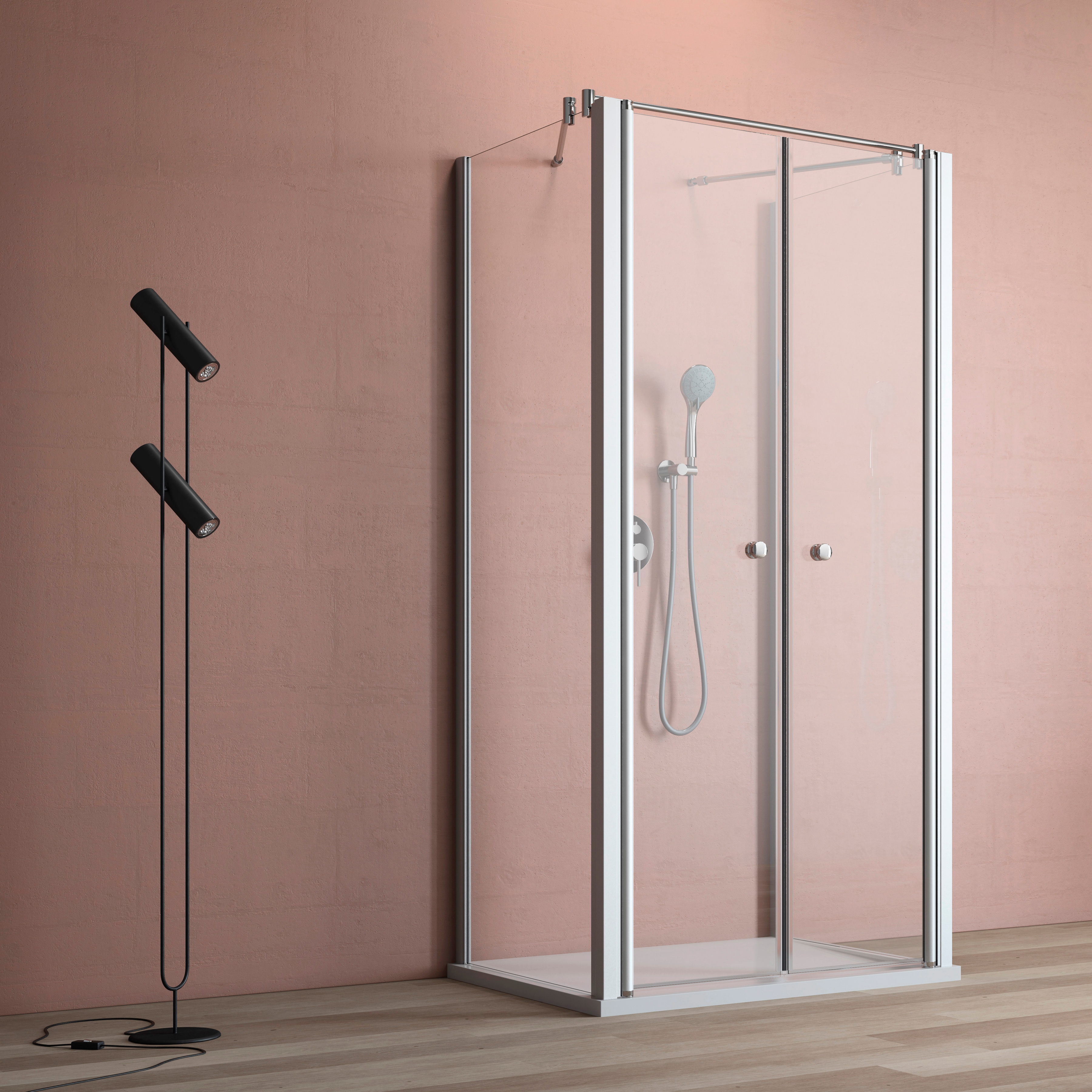 Maw By Geo Eckdusche »A-U110« ebenerdiger Einbau möglich in silberfarben, Größe B/H/T: 202,2 cm