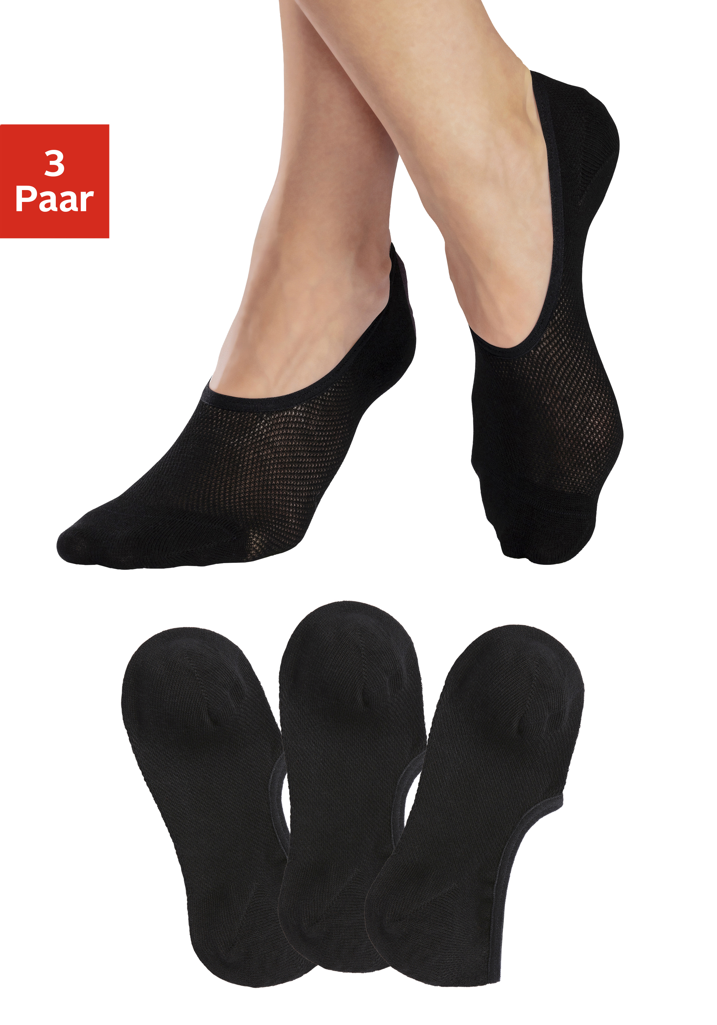 Füßlinge, (Set, 3 Paar), mit Pikee Struktur