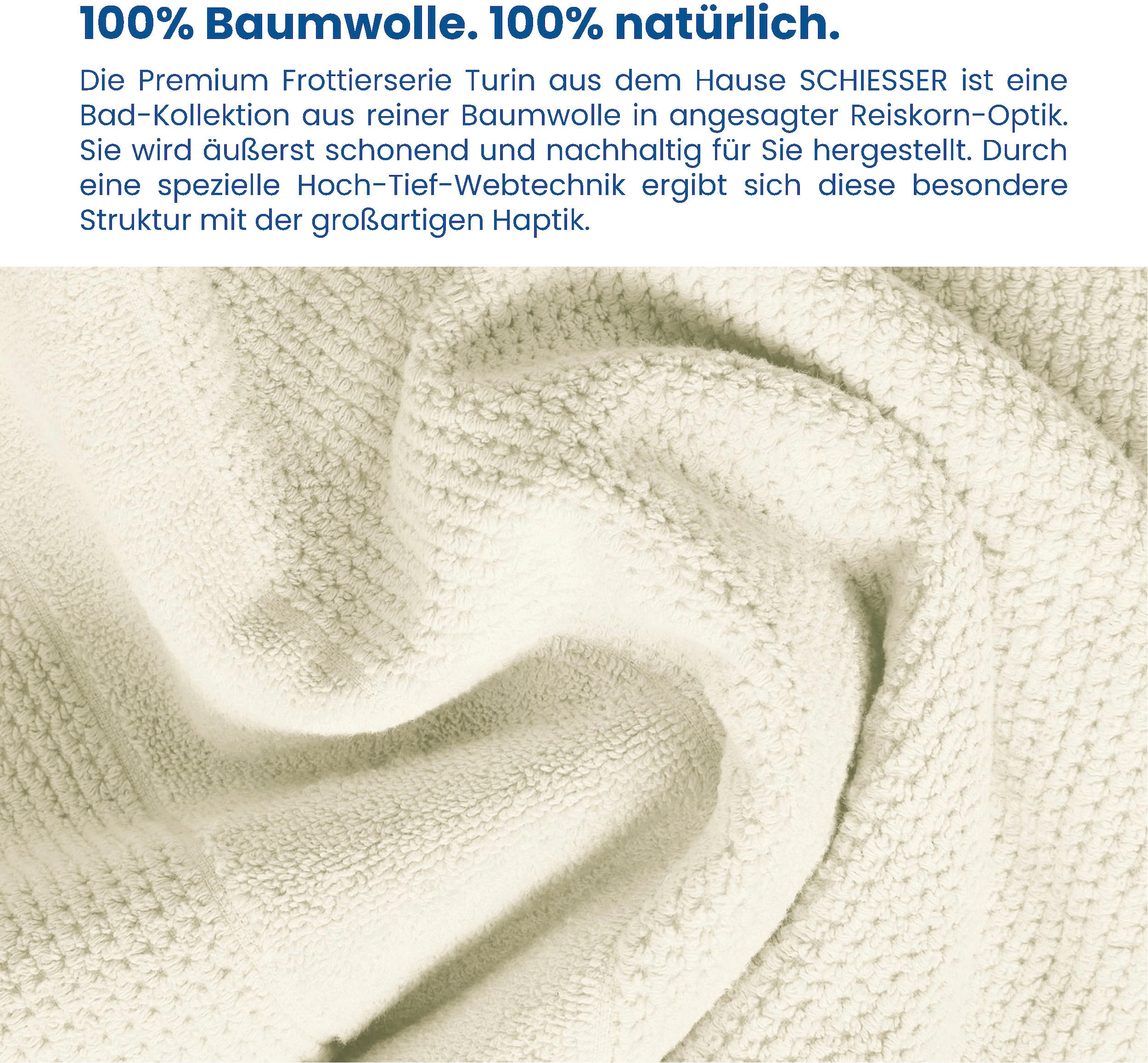 Schiesser Handtücher »Turin im 4er Reiskorn-Optik, OEKO-TEX®-zertifiziert 100% MADE aus Set online GREEN IN by St.), OTTO bei Baumwolle«, (2