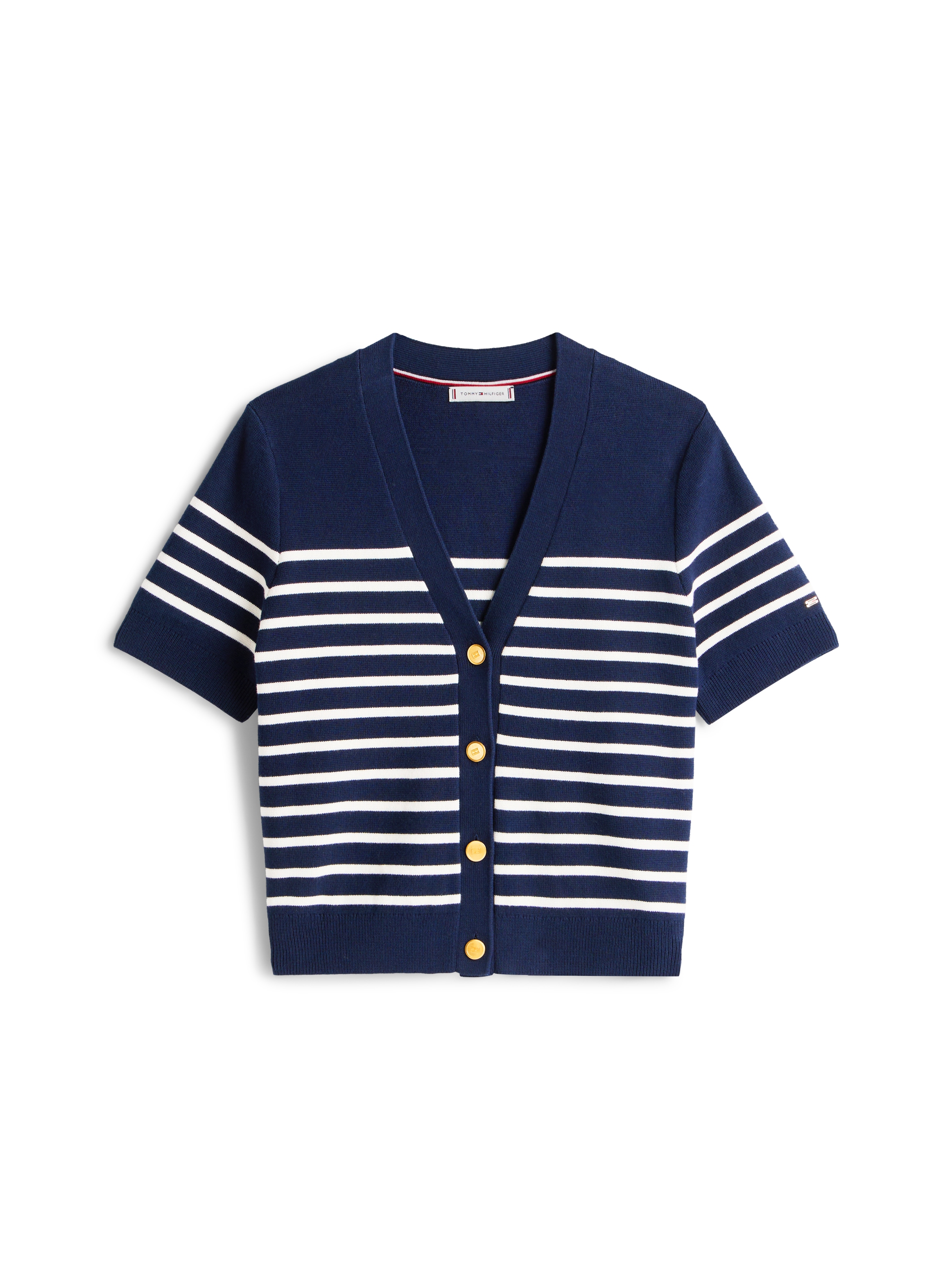 Tommy Hilfiger Strickjacke »CO JERSEY MID GG GOLD BTN CARDI«, mit goldfarbenen Knöpfen