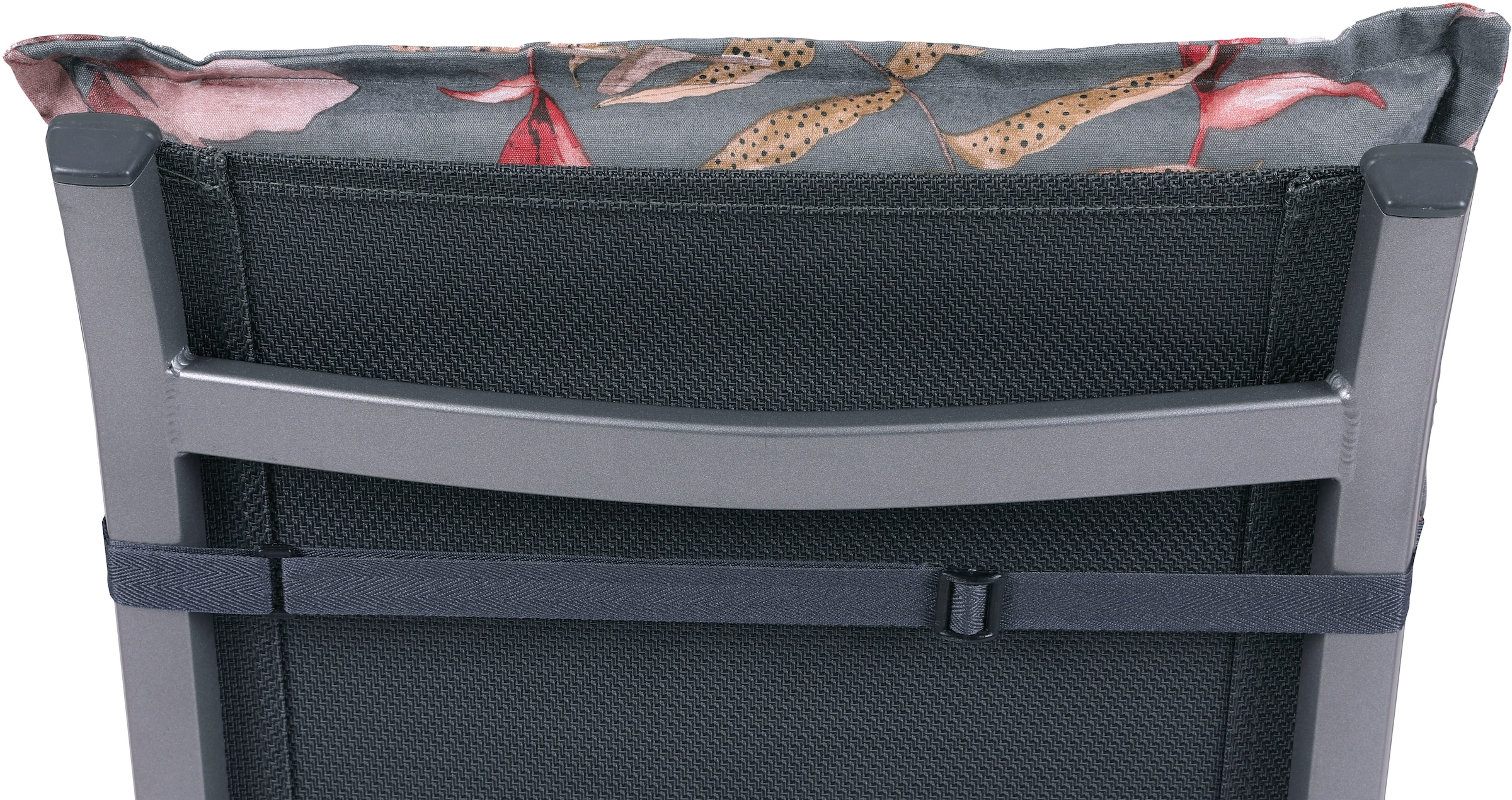 GO-DE Sesselauflage Blätter / Beeren anthrazit - Maße BxLxH ca.: 50 cm x 108 cm x 7 cm