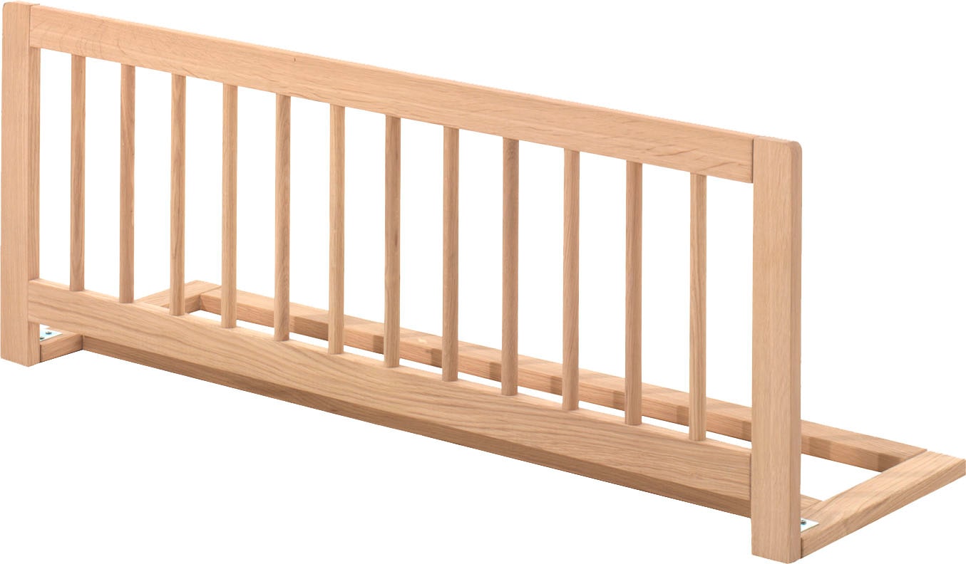 Home affaire Daybett »Forrest 90/200 aus massiver Eiche, Oberfläche geölt, stabil gebaut«, (B/H/T ca. 207,5x68x97,5cm, inkl. Massivholz Rolllattenrost), mit Sprossenumrandung, Rausfallschutz vorne, ohne o. mit Bettschublade