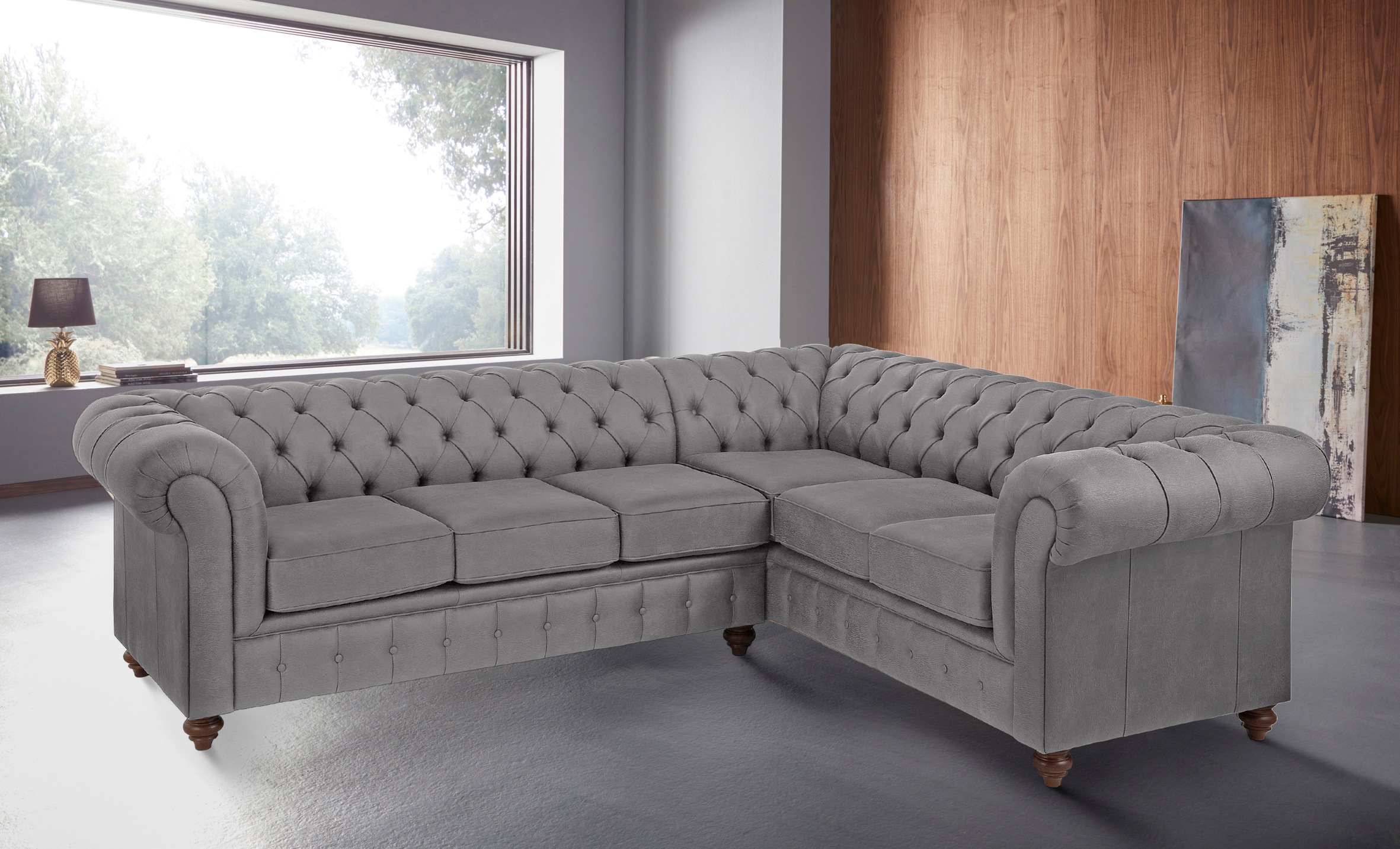 Home affaire Chesterfield-Sofa »Chesterfield Ecksofa, auch in Leder L-Form«, hochwertige Knopfheftung, langer Schenkel links oder rechts wählbar