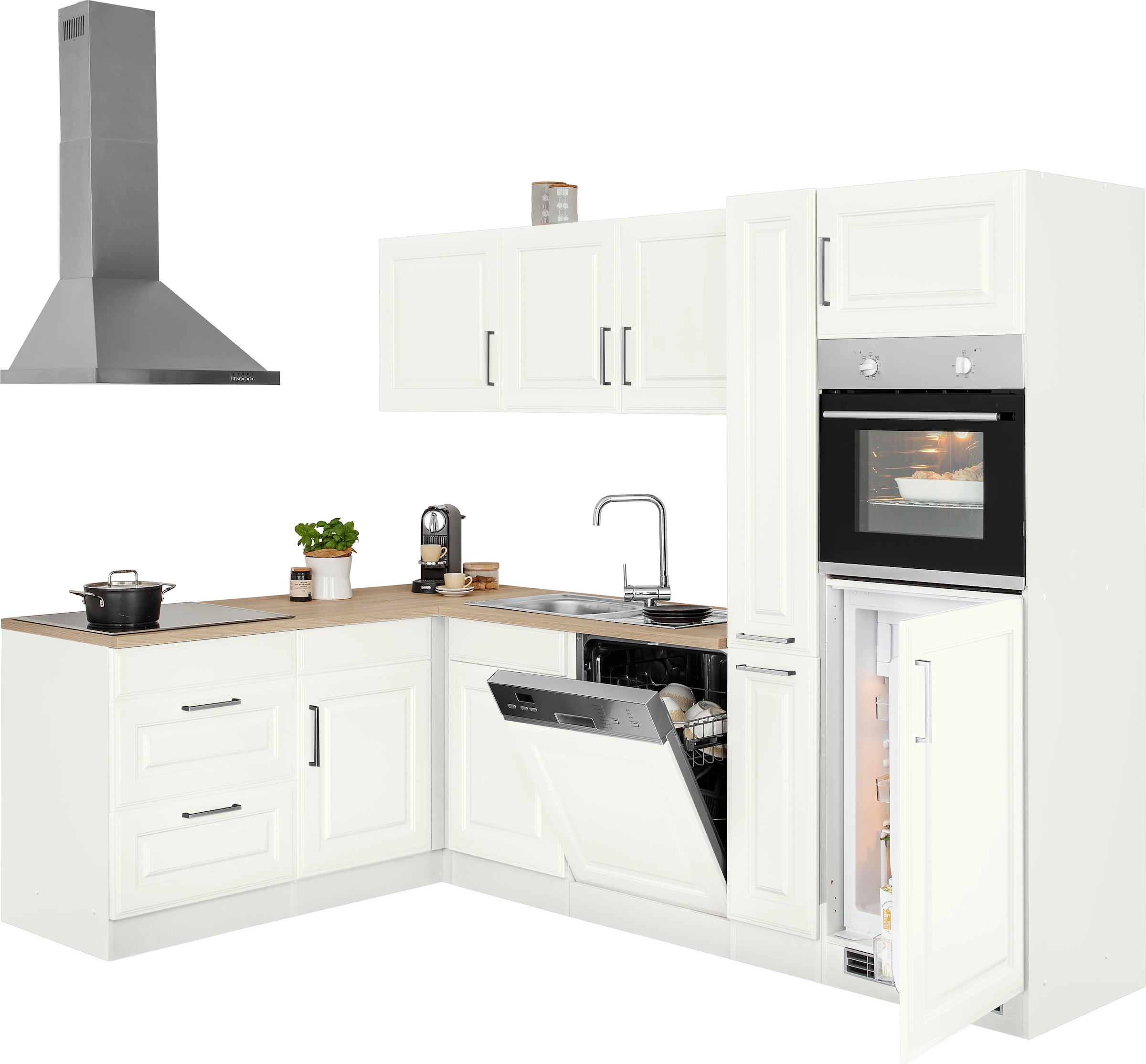 KOCHSTATION Winkelküche »KS-Stockholm«, mit E-Geräten,260 x 170 cm, mit hochwertigen MDF Fronten