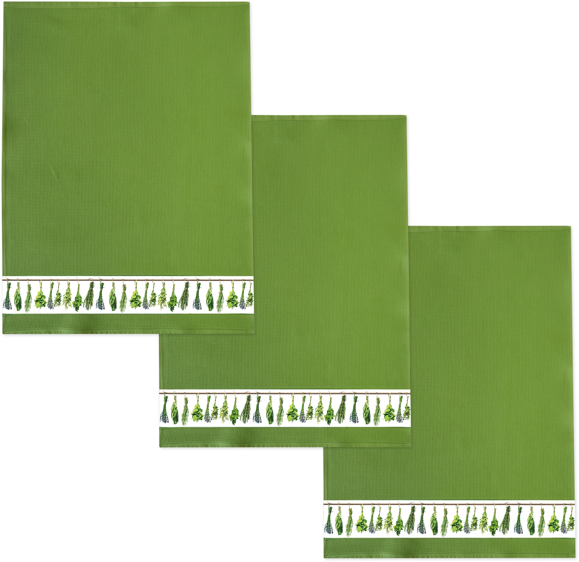 framsohn frottier Geschirrtuch »Kräuter, aus 100% Baumwolle«, (Set, 3 tlg.), dichte Feinwebung, mit Bordüre, in Österreich hergestellt, 50x70 cm