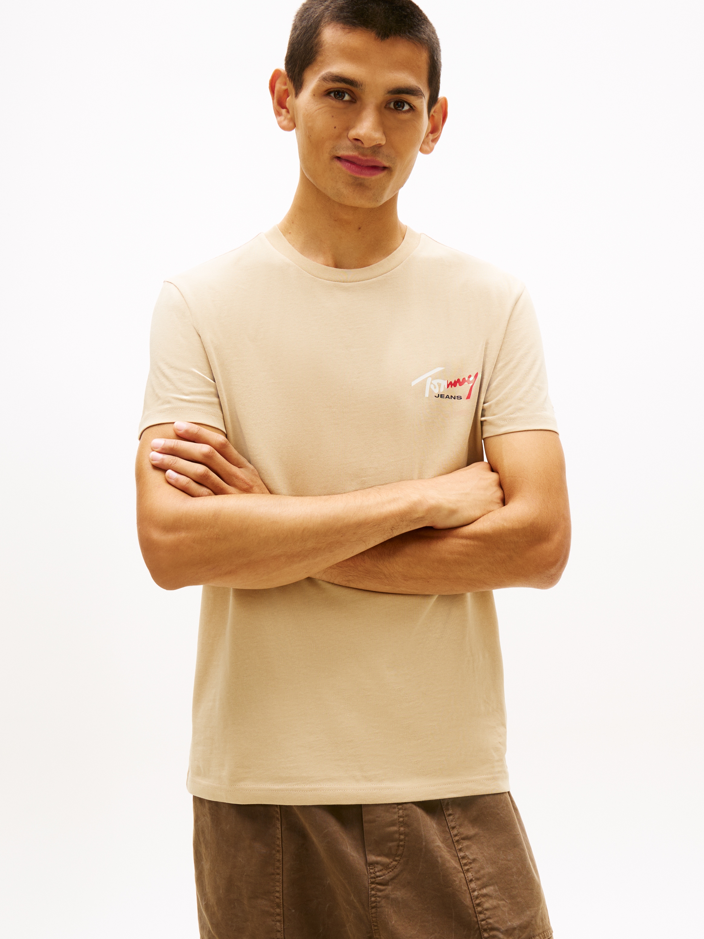 Tommy Jeans T-Shirt »TJM SLIM FIT SIGN CHEST« mit Markenprint