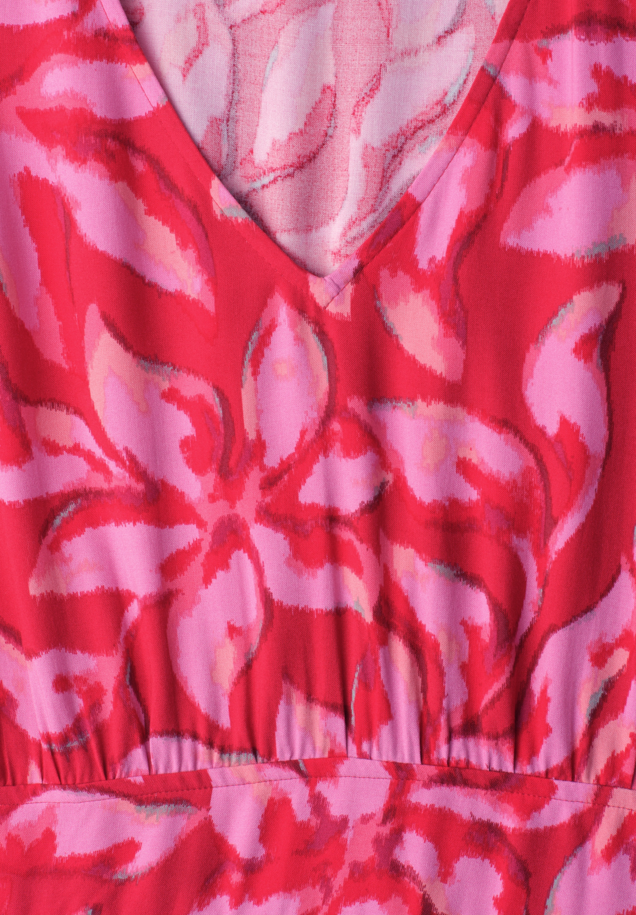 STREET ONE Midikleid Ohne Taschen Sommerkleid mit Print und Smok-Detail/Floralem Muster