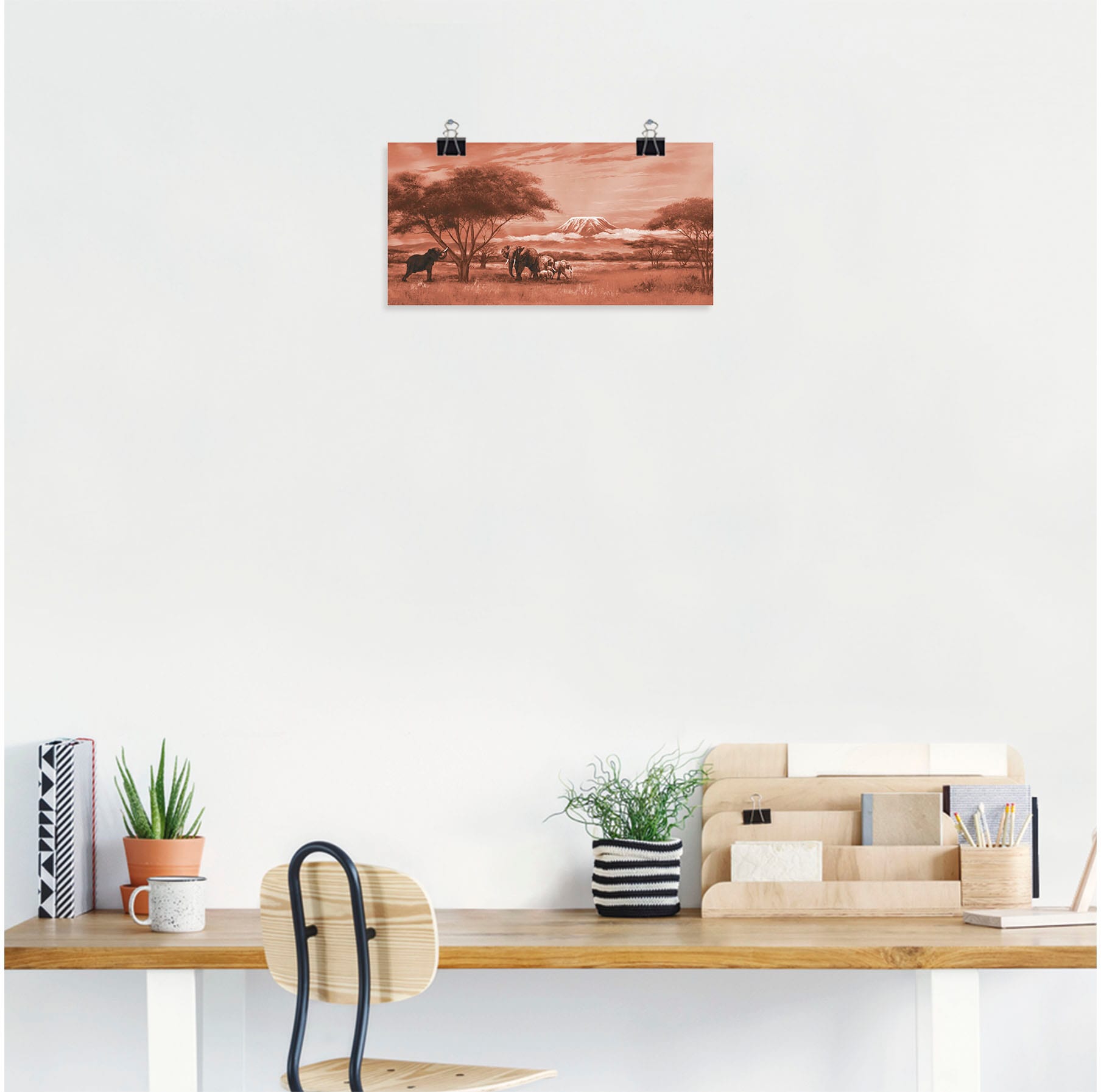 Artland Wandbild »Elefanten am Kilimandscharo«, Bilder von Afrika, (1 St.), als Leinwandbild, Wandaufkleber oder Poster in versch. Größen