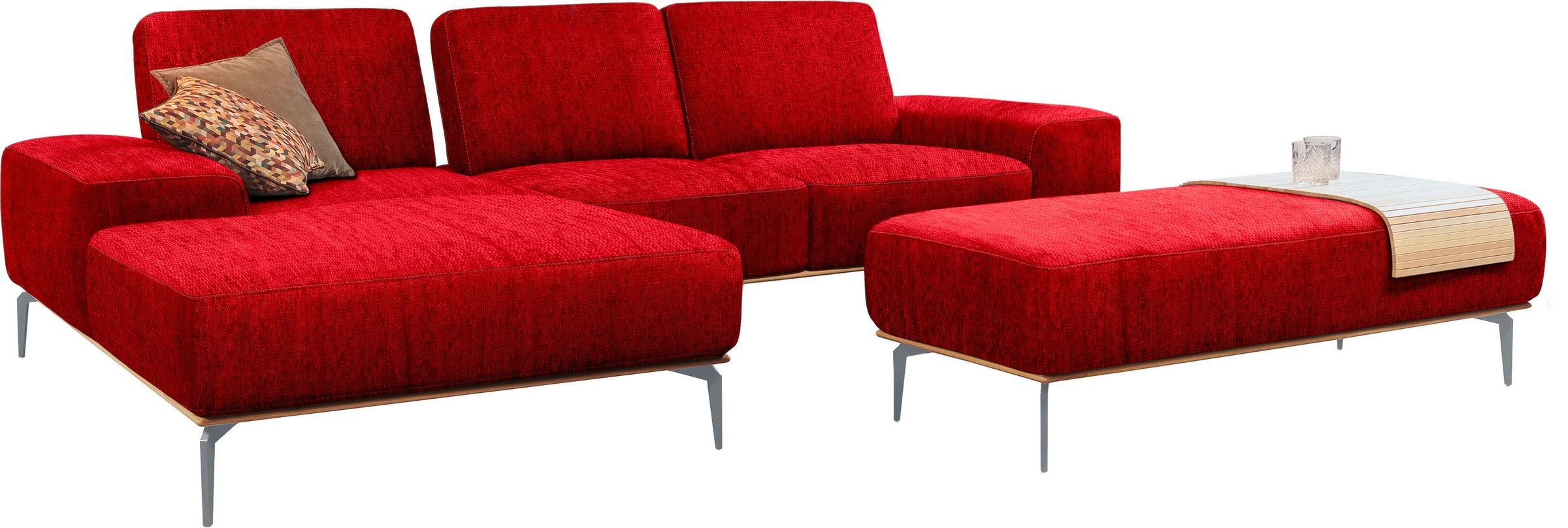 W.SCHILLIG Ecksofa »run«, mit elegantem Holzsockel, Füße in Silber matt, Breite 279 cm