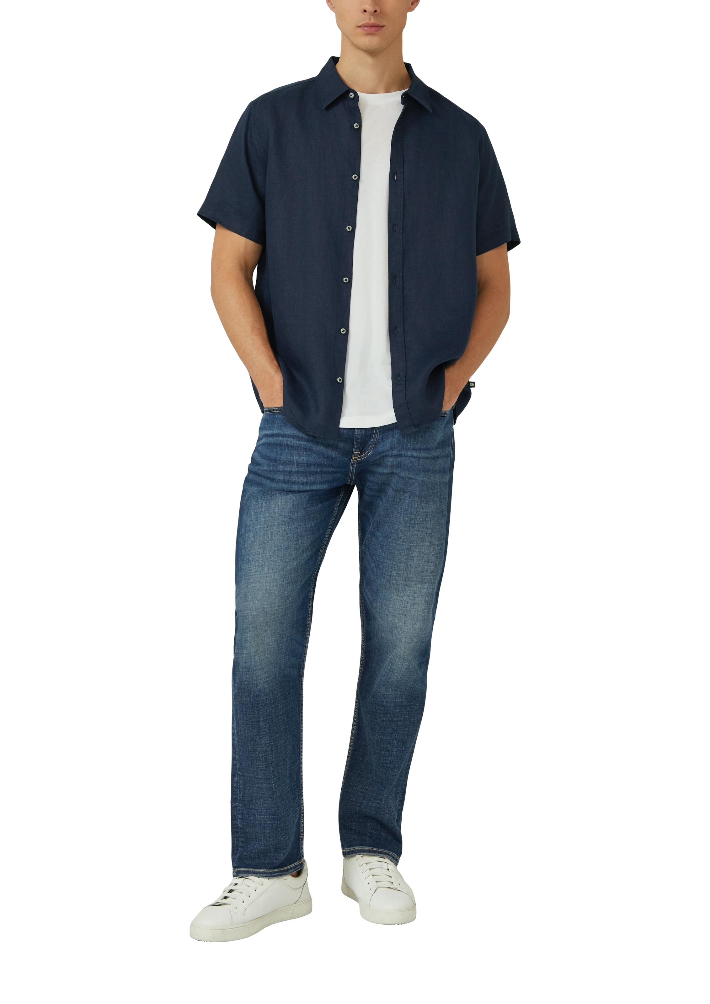 s.Oliver Leinenhemd Kurzarm mit Knopfleiste