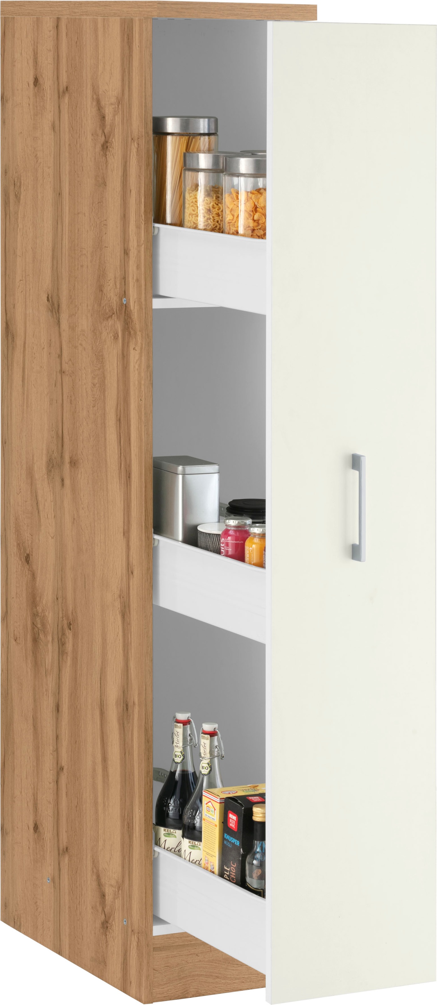 KOCHSTATION Apothekerschrank »KS-Colmar« 30 cm breit, 165 cm hoch, mit 3 Ablagen, mit Metallgriff