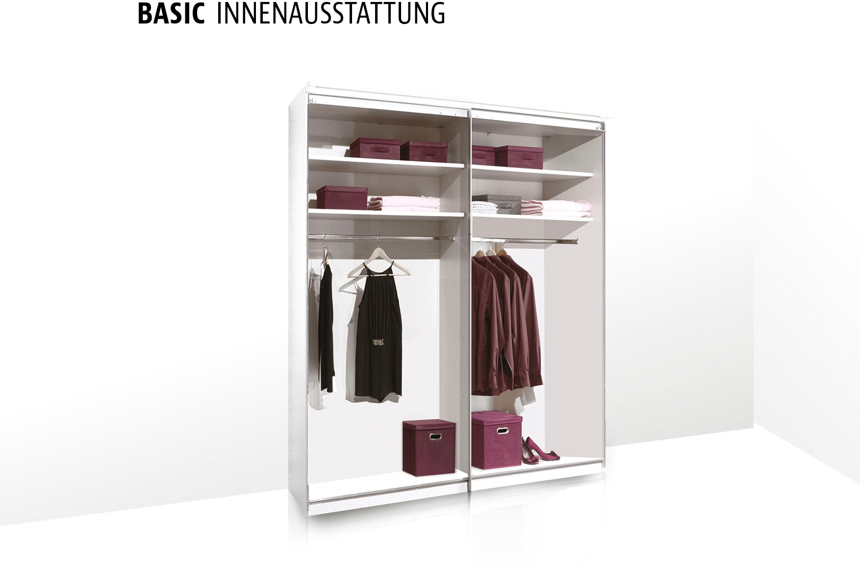 STAUD Schwebetürenschrank »Sinfonie Plus, edles Design in hochwertiger Qualität, Made in Germany« Mittelband in Mattglas und vier verschiedenen Ausstattungsvarianten