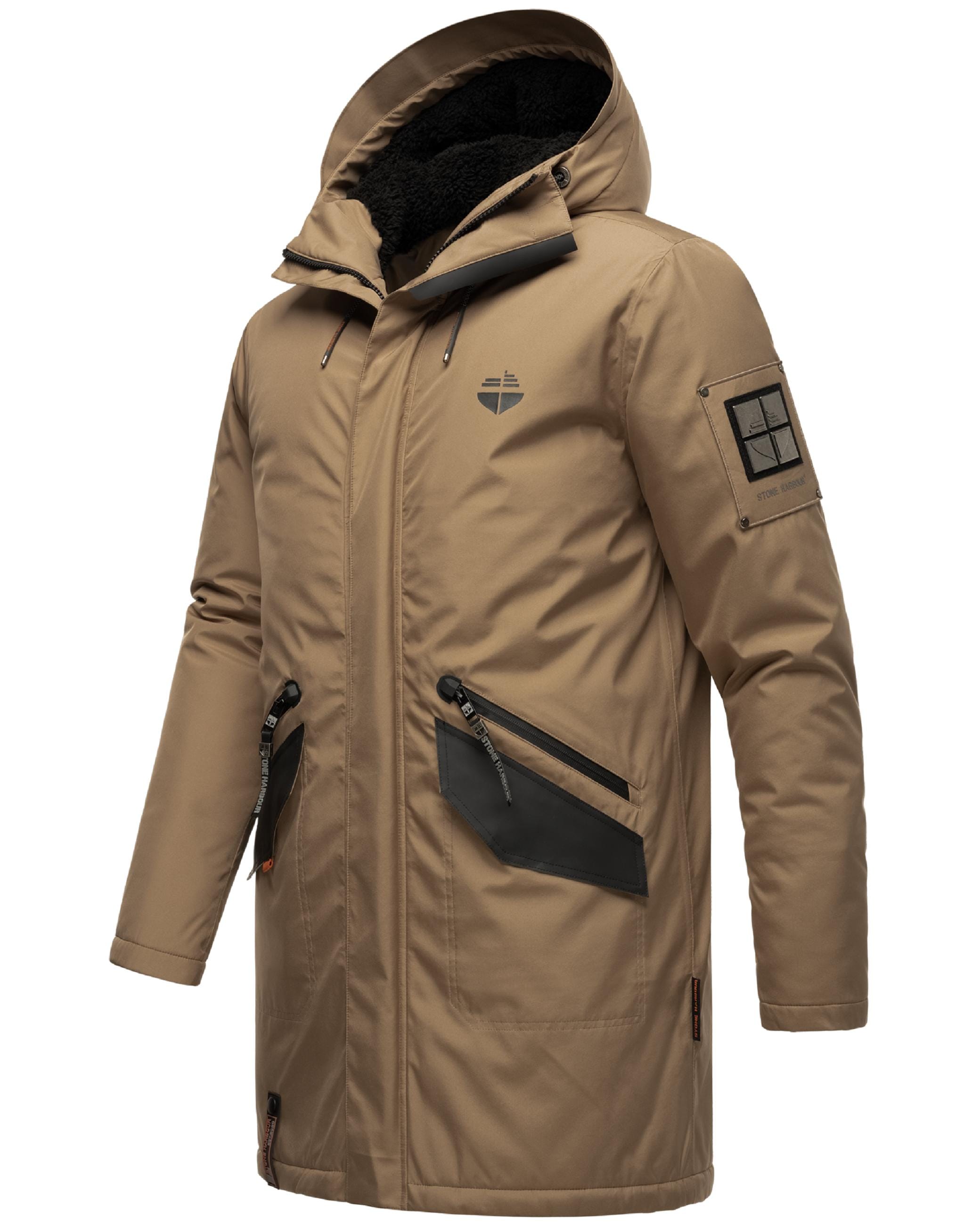 Stone Harbour Wintermantel »Wintermantel Ragaan«, modischer Herren Winterparka mit Teddyfell Futter