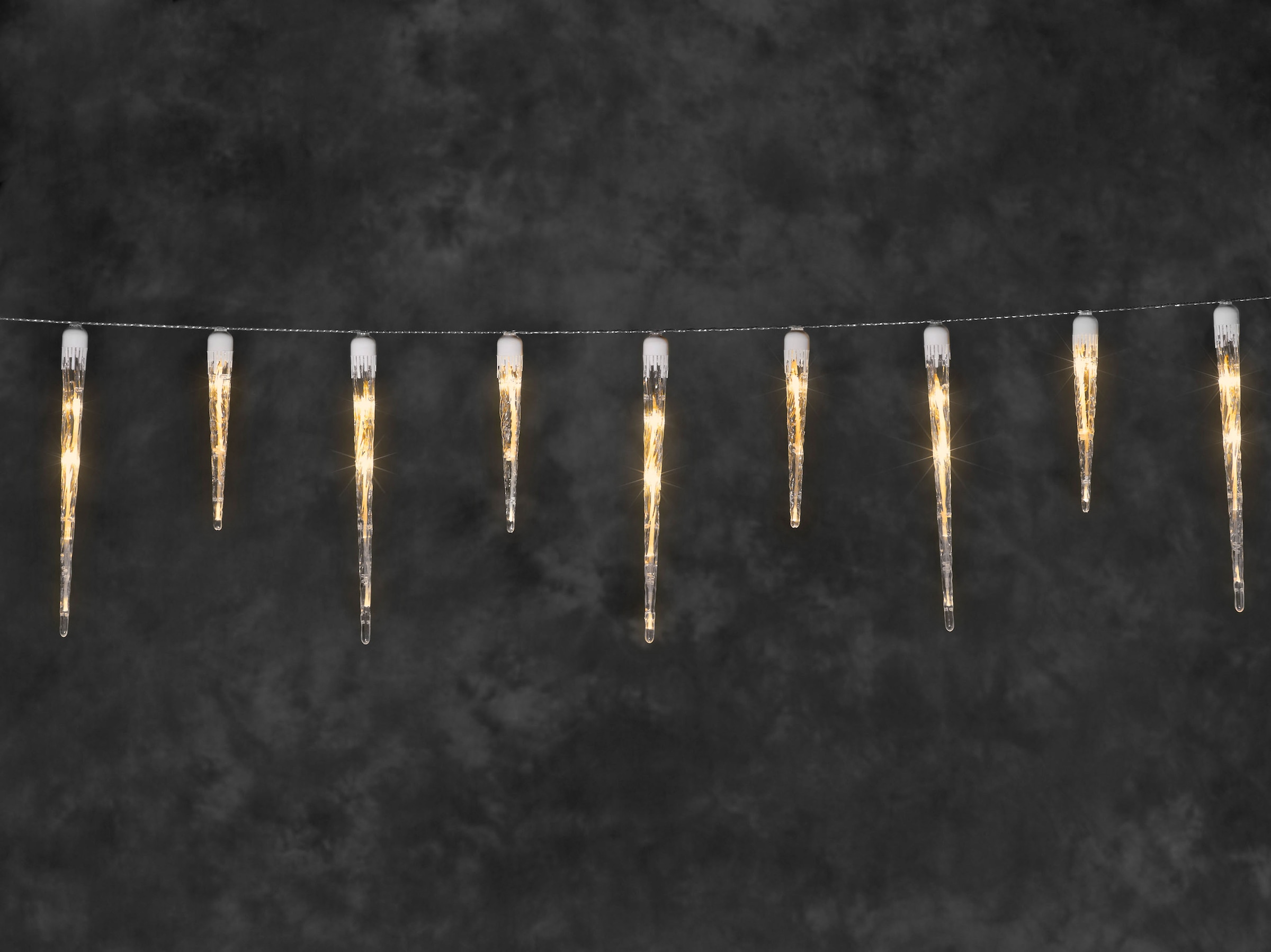 KONSTSMIDE LED-Lichtervorhang »Weihnachtsdeko aussen«, 24 St.-flammig, LED Eiszapfen Lichtervorhang, 16 Zapfen, 24 bernsteinfarbene Dioden