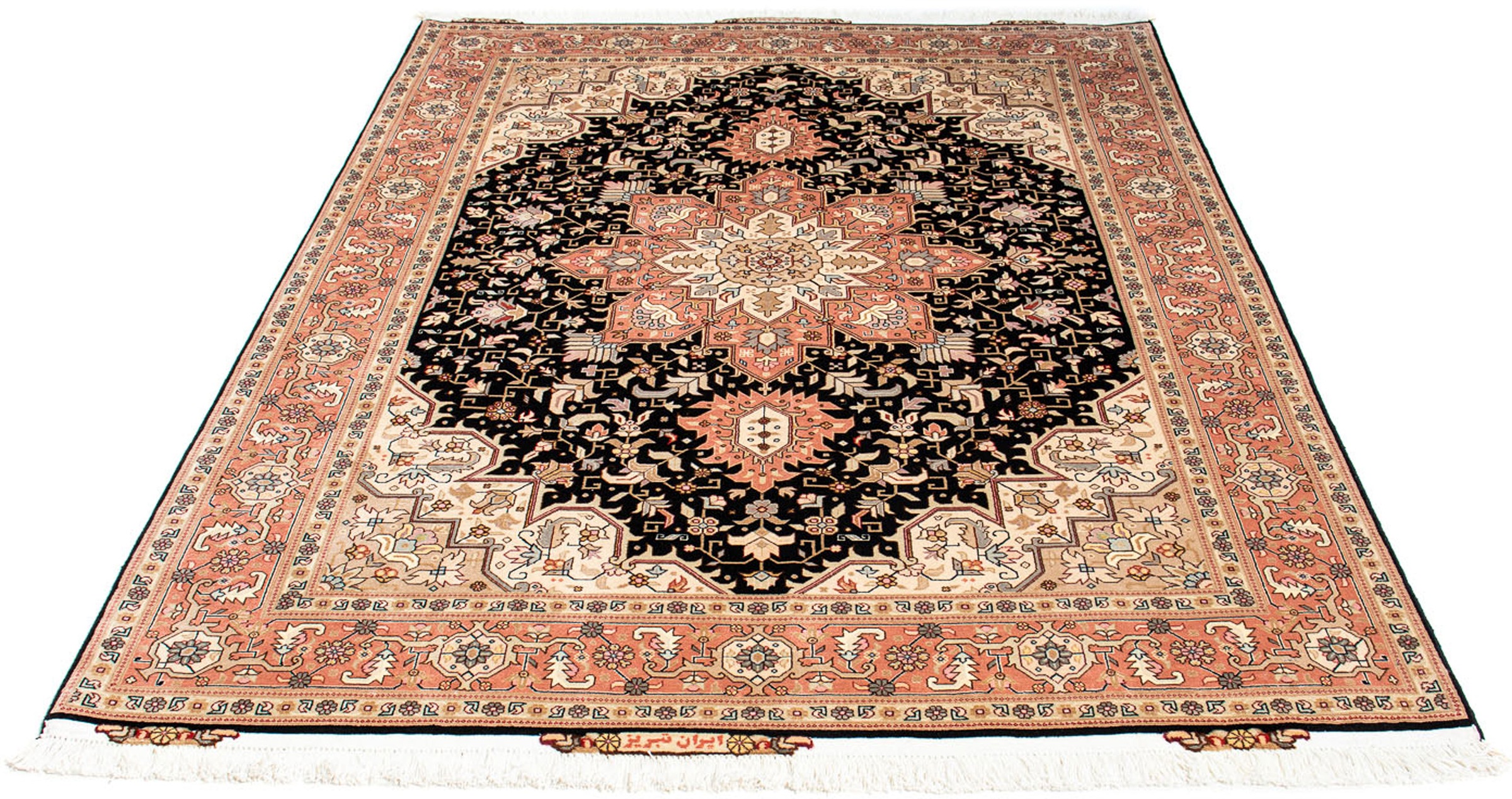 morgenland Orientteppich »Perser - Täbriz - Royal - 204 x 150 cm - dunkelblau«, rechteckig, 7 mm Höhe, Wohnzimmer, Handgeknüpft, Einzelstück mit Zertifikat
