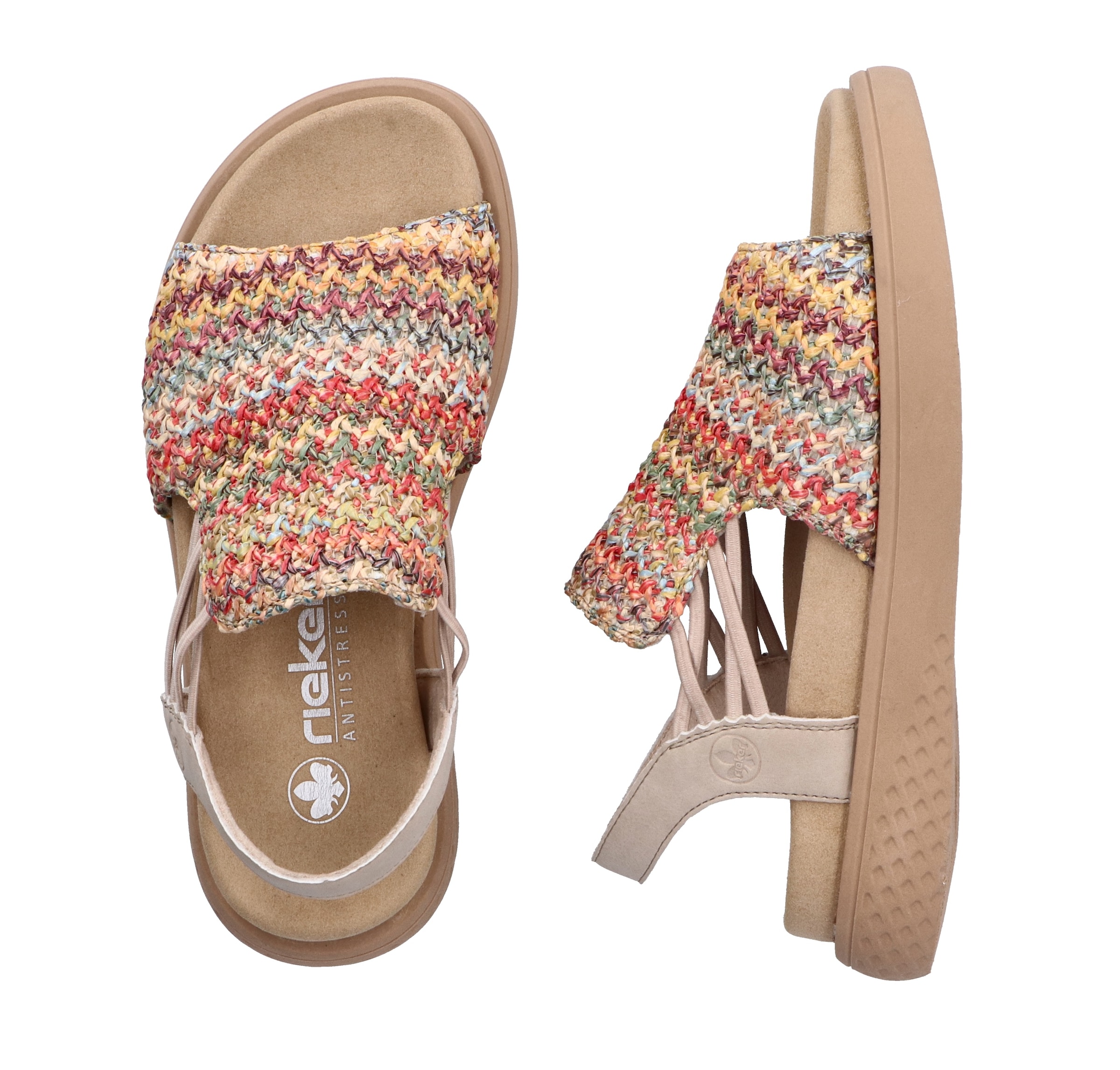 Rieker Plateausandale, Sommerschuh, Schlupfschuh, Urlaubschuh mit seitlichen Gummizügen