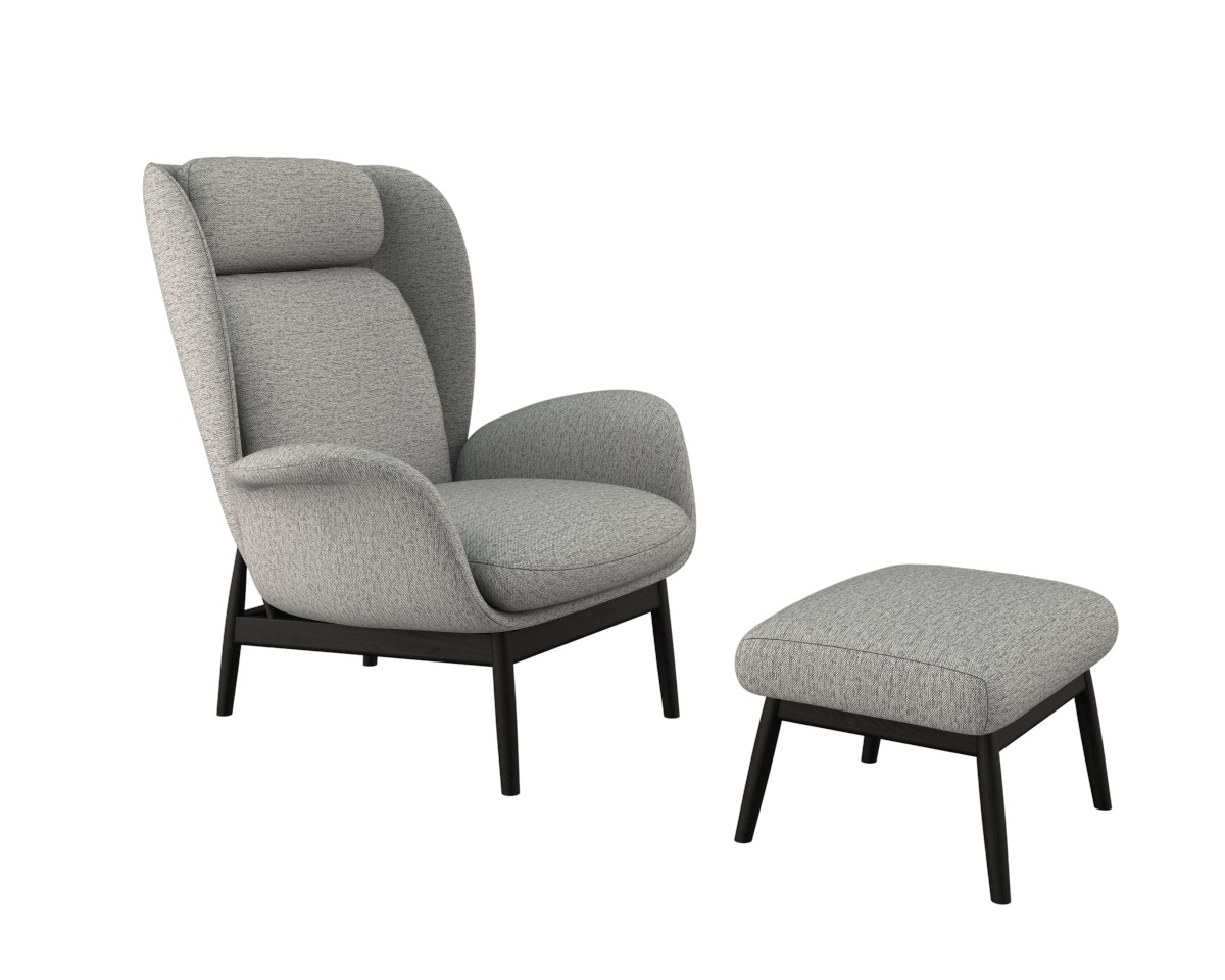 FLEXLUX Ohrensessel »Padova Scandic Design Sessel, erstklassiger Sitz- und Wohlfühlkomfort«, Stil & Komfort, organische Form, Ledenstütze integriert, Fuß schwarz
