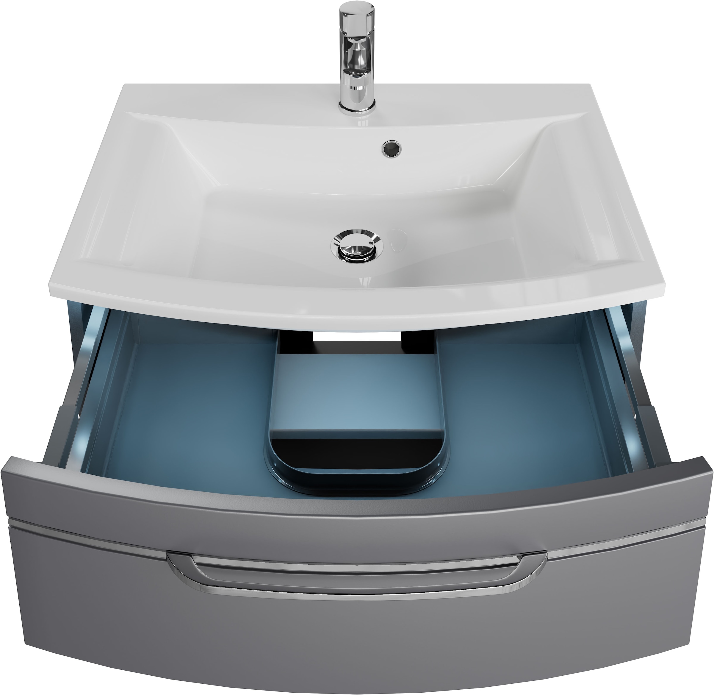Saphir Waschtisch »Serie 7045 Mineralmarmor-Waschtisch und Unterschrank, 71,5 cm breit«, Waschplatz mit 2 Schubladen, Badmöbel Set mit Waschtisch