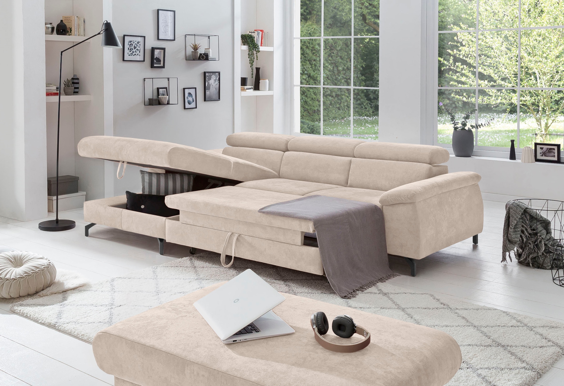 COTTA Ecksofa »Kitty L-Form«, mit Kopfteilverstellung, wahlweise mit Bettfunktion & Bettkasten