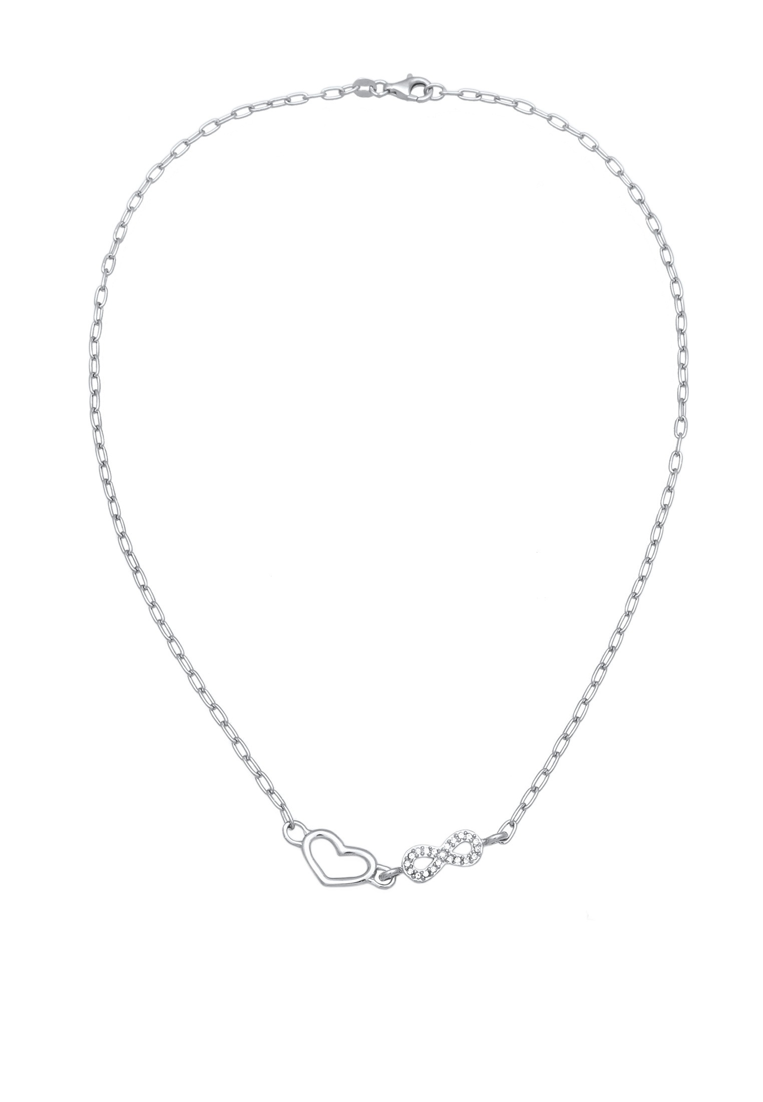 Elli Silberkette »Halskette Herz Infinity Glas Kristalle Weiß 925 Sterling Silber«