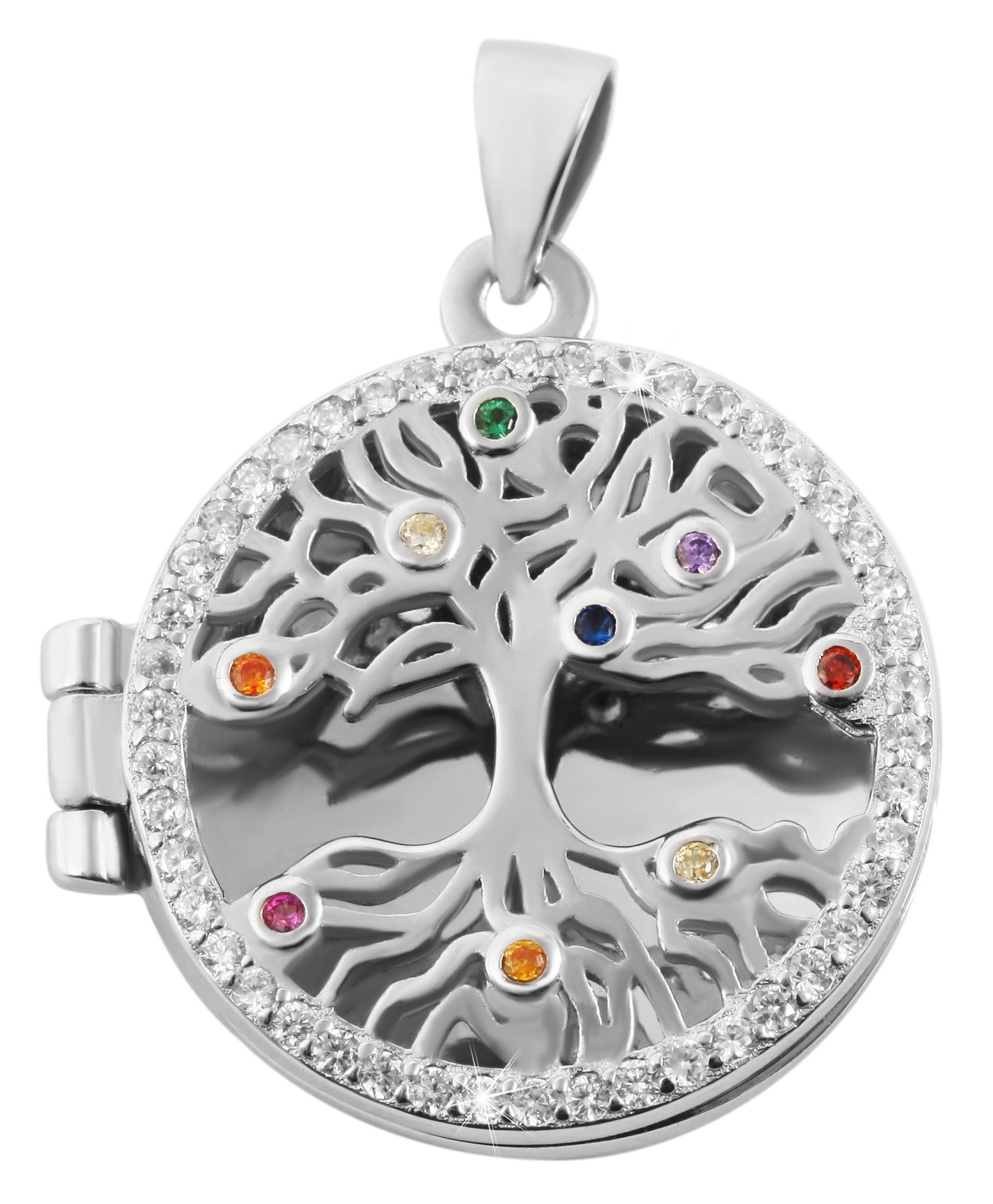 Adelia´s Medallionanhänger »Damen Anhänger ¿ Lebensbaum Medaillon aus 925 Silber mit Zirkonia«