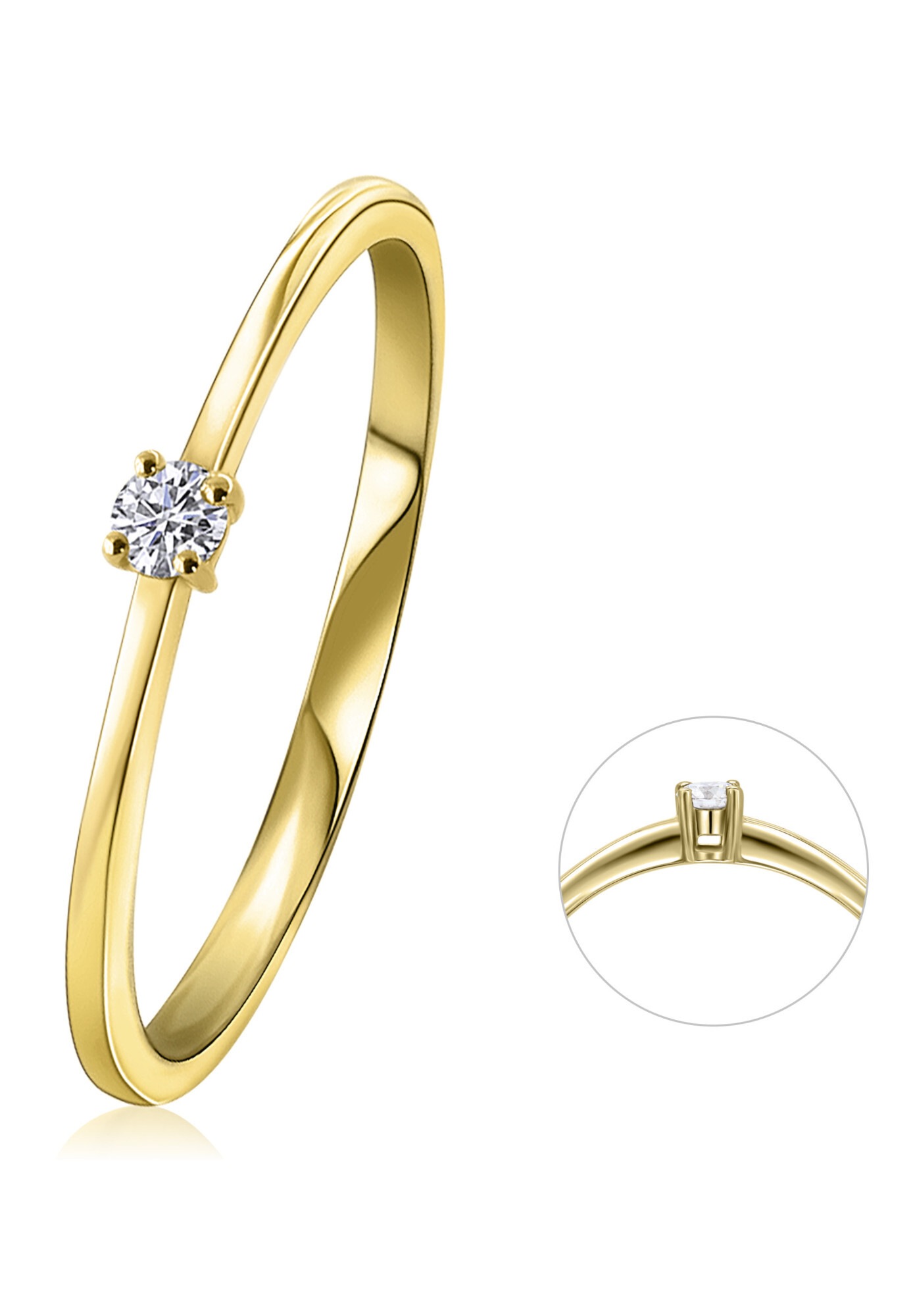 Diamantring »0,05 ct Diamant Brillant Ring aus 585 Gelbgold«