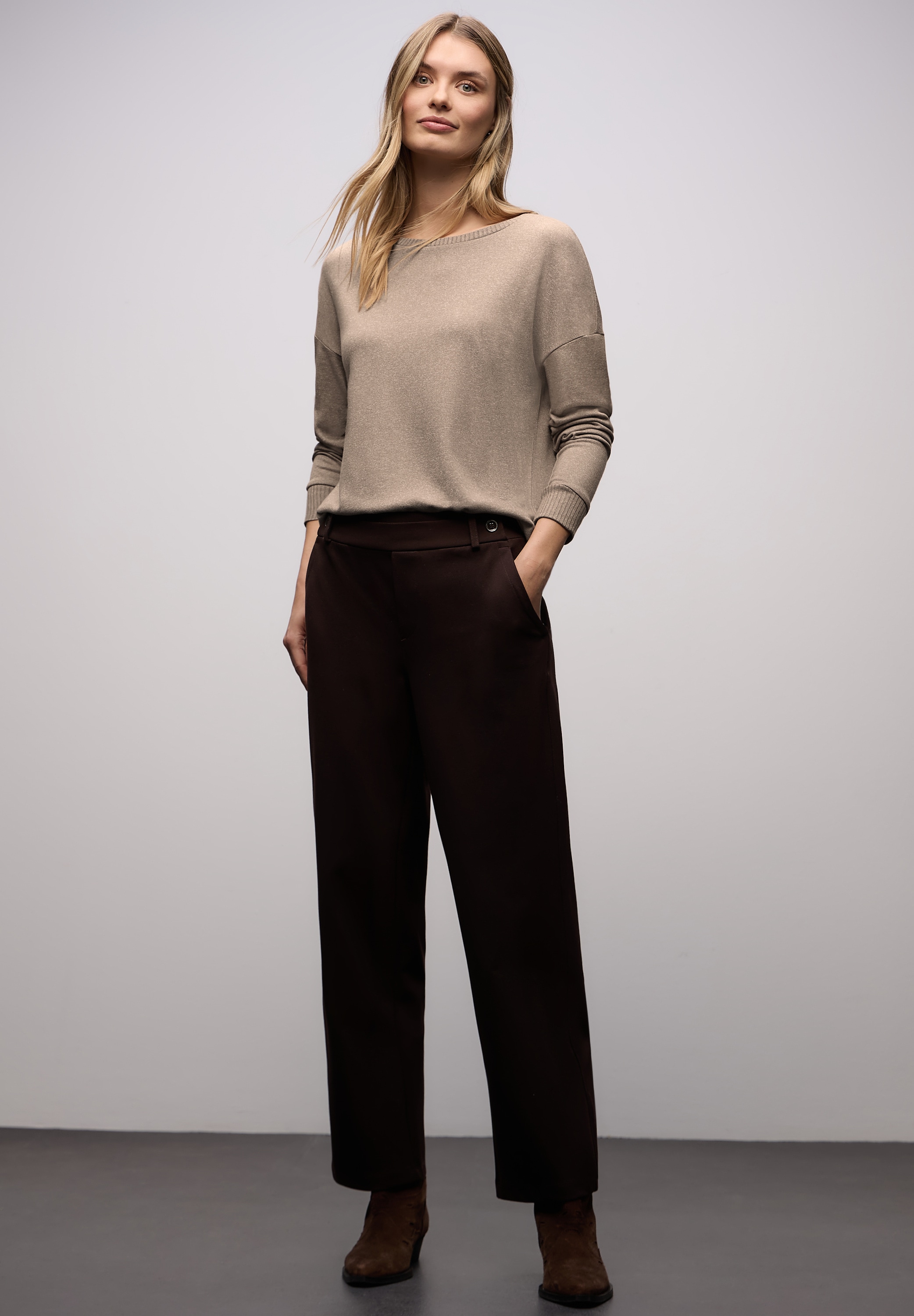 STREET ONE Langarmshirt im Melange Look