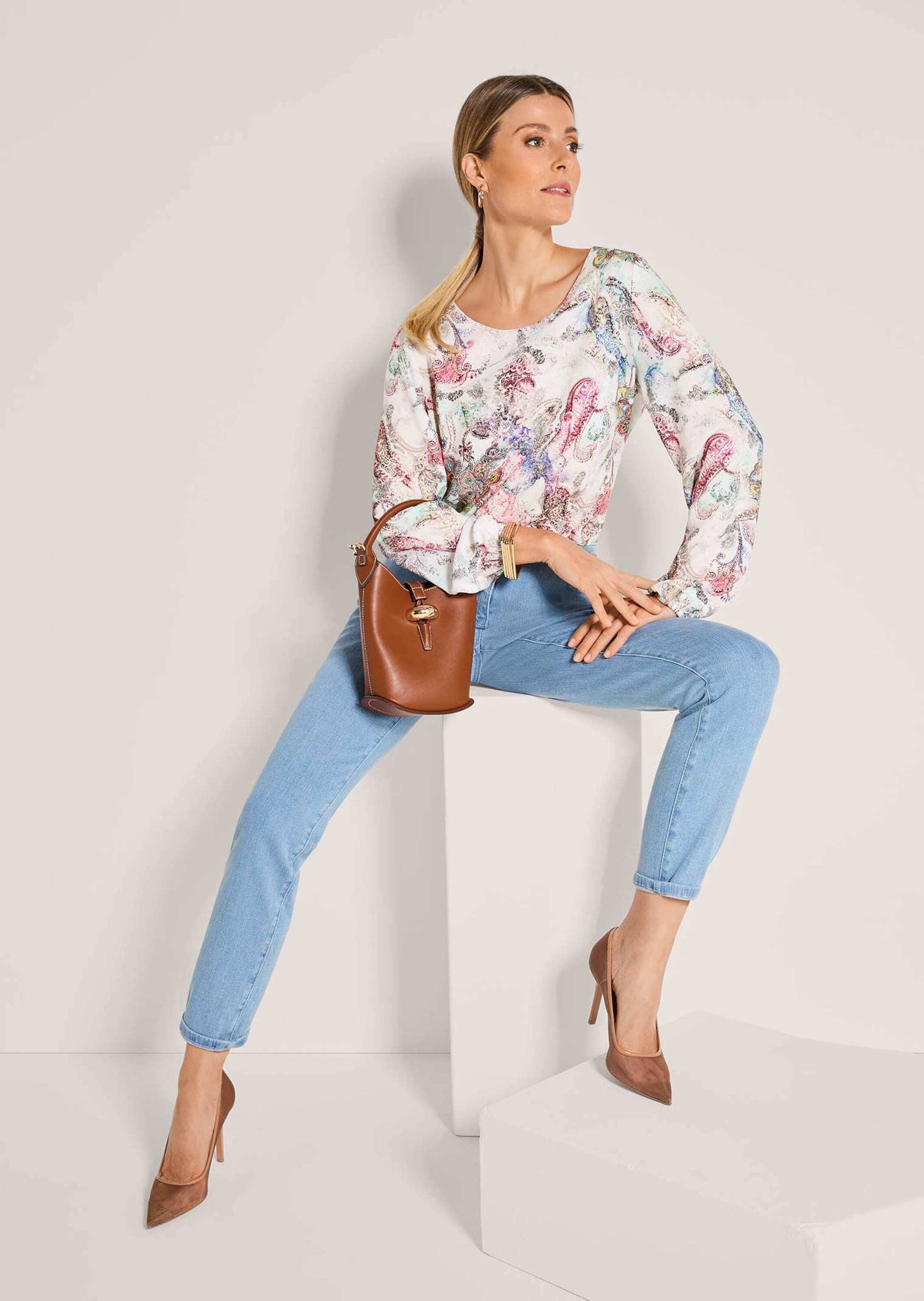 MADELEINE Langarmbluse »Bluse Viskose-Bluse mit Langarm, Print«