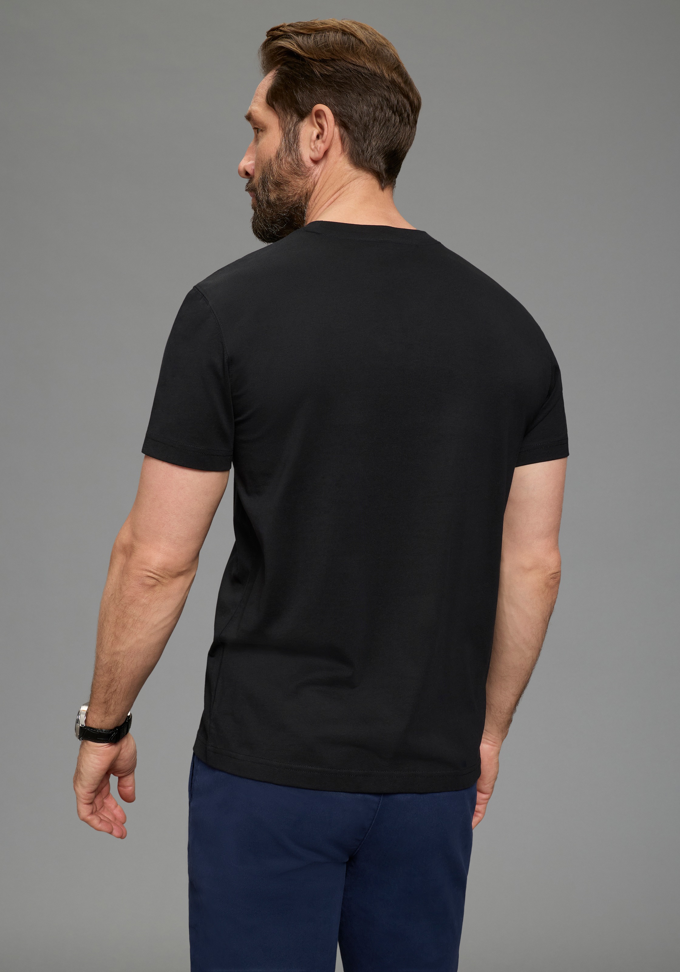 Man's World Rundhalsshirt »Neue Kollektion!« Regular Fit, kurzarm, mit Brusttasche, unifarben