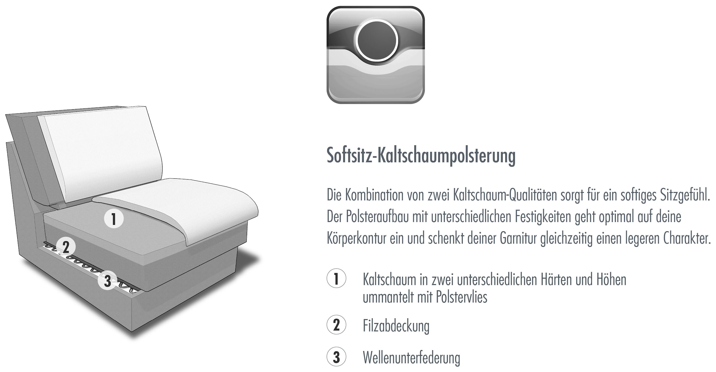 Die PlanBar Ecksofa »ZE-EM24138 L-Form, 264 cm breit, Softsitz-Couch Polsterecke« Kaltschaumpolsterung, optional mit Sitztiefenverstellung