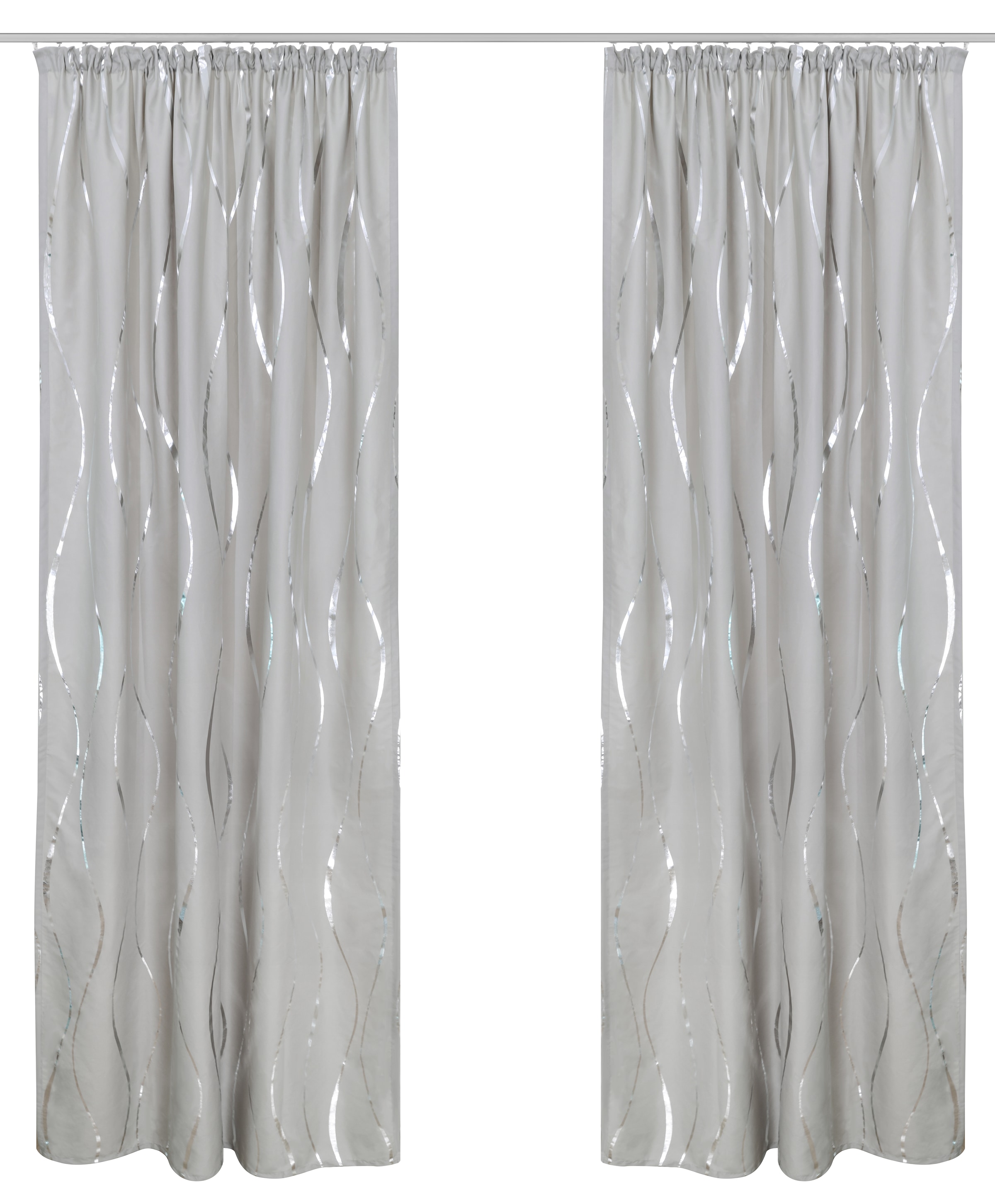 OTTO home Gardine »Quinnton« Kräuselband 2 Stk. tlg. Blickdicht, 2er‑Set. Metallic‑Akzenten, Kräuselband