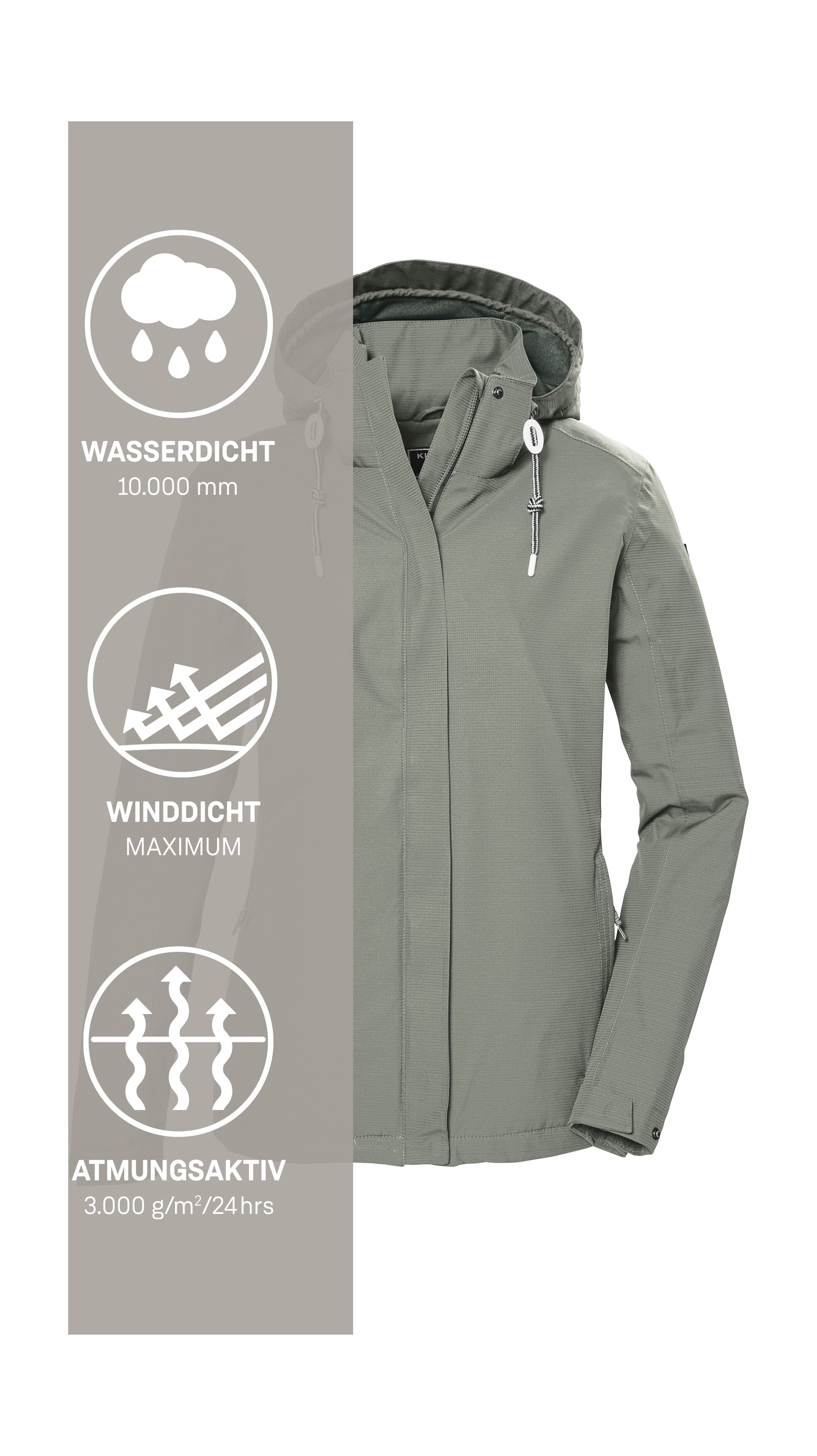 Killtec Outdoorjacke »KOS 61 WMN JCKT« Funktionsjacke: wasser- und winddicht, atmungsaktiv, abnehmbare Kapuze