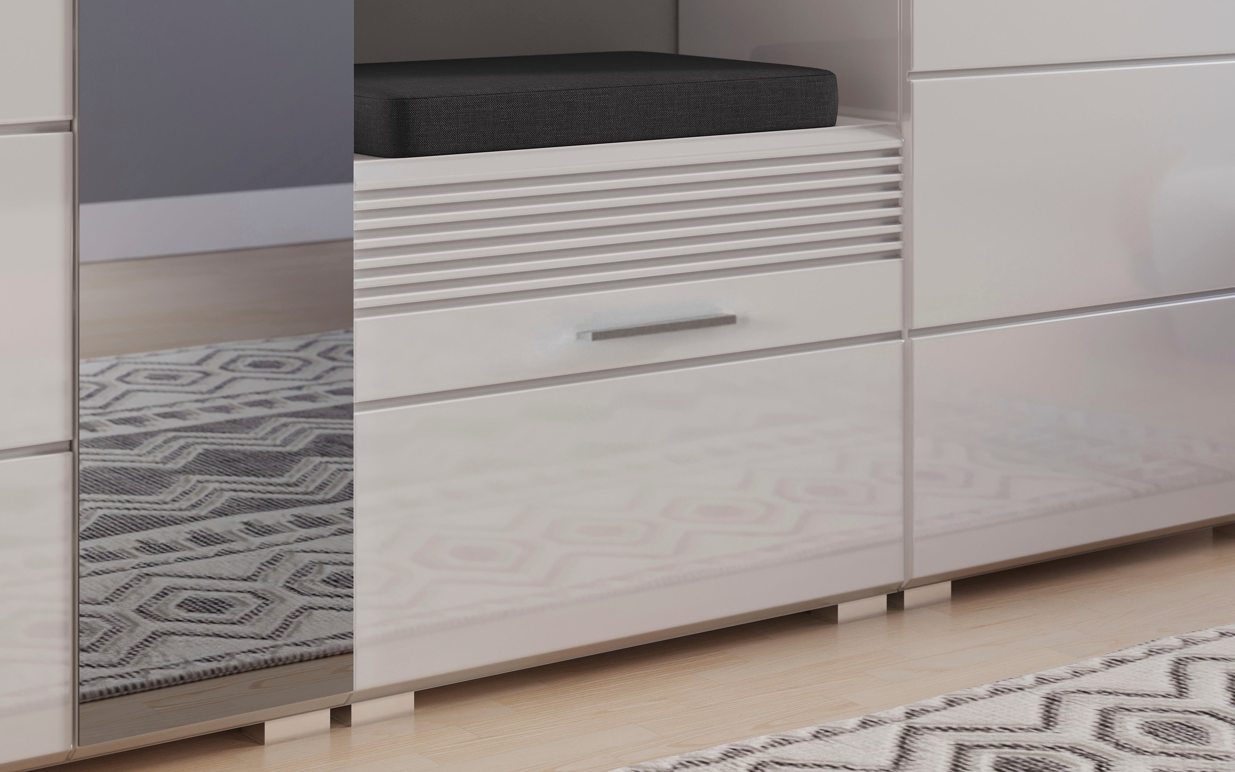 INOSIGN Sitzbank »Malmö, Breite 60 cm, 1 Tür, 2 Fächer, hochwertige MDF Front«, Rillenfräsung, Bank, Schuhbank, Garderobenbank, Dielenbank