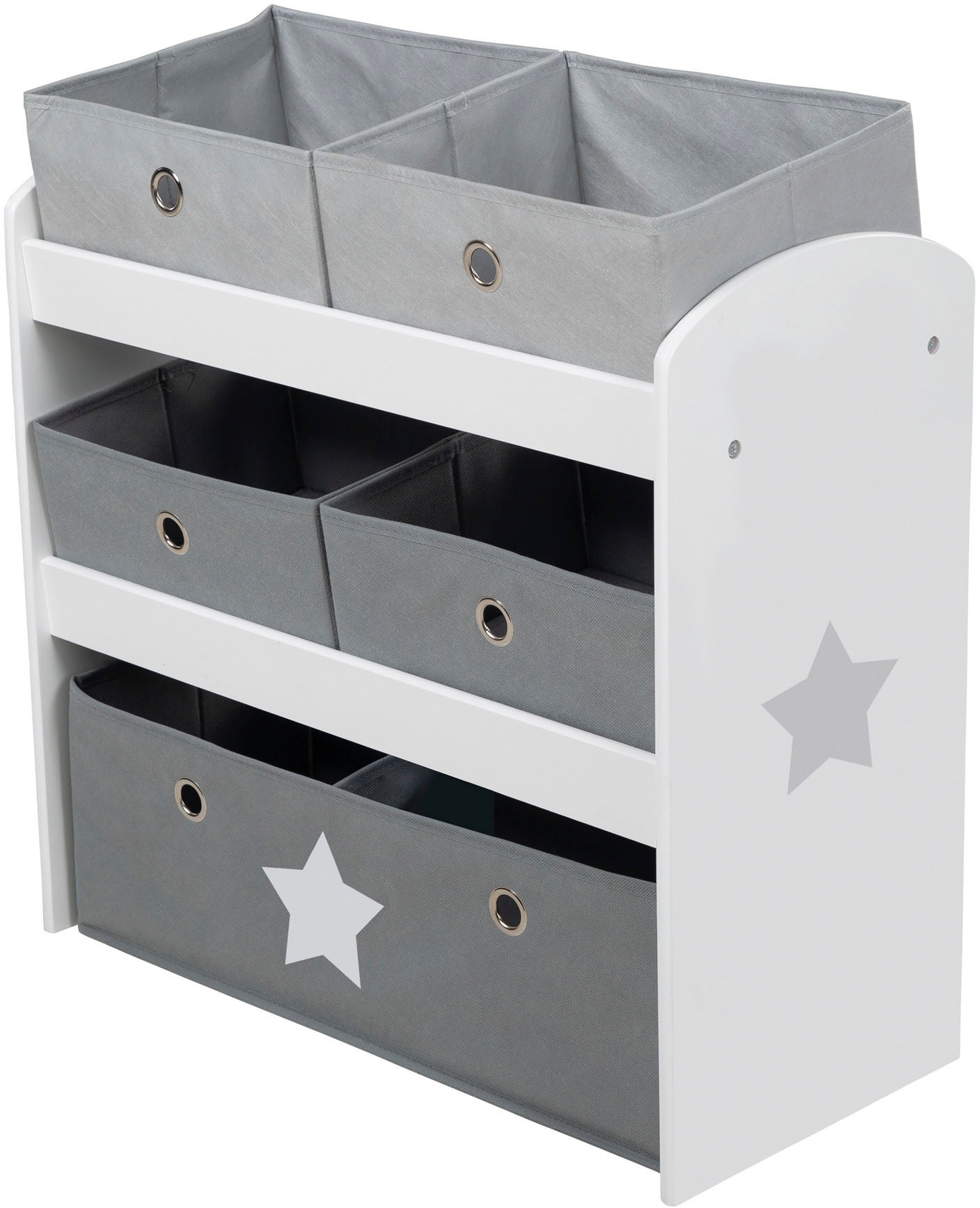 roba® Kinderregal »Stars, grau«, inklusive 5 Stoffboxen in 2 Größen kaufen  bei OTTO