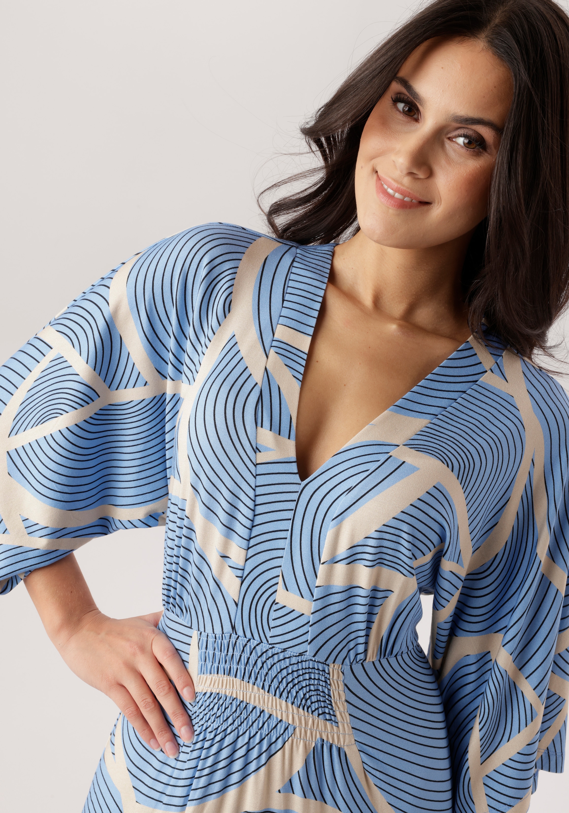 Aniston SELECTED Maxikleid mit weiten, 3/4-langen Ärmeln - NEUE KOLLEKTION