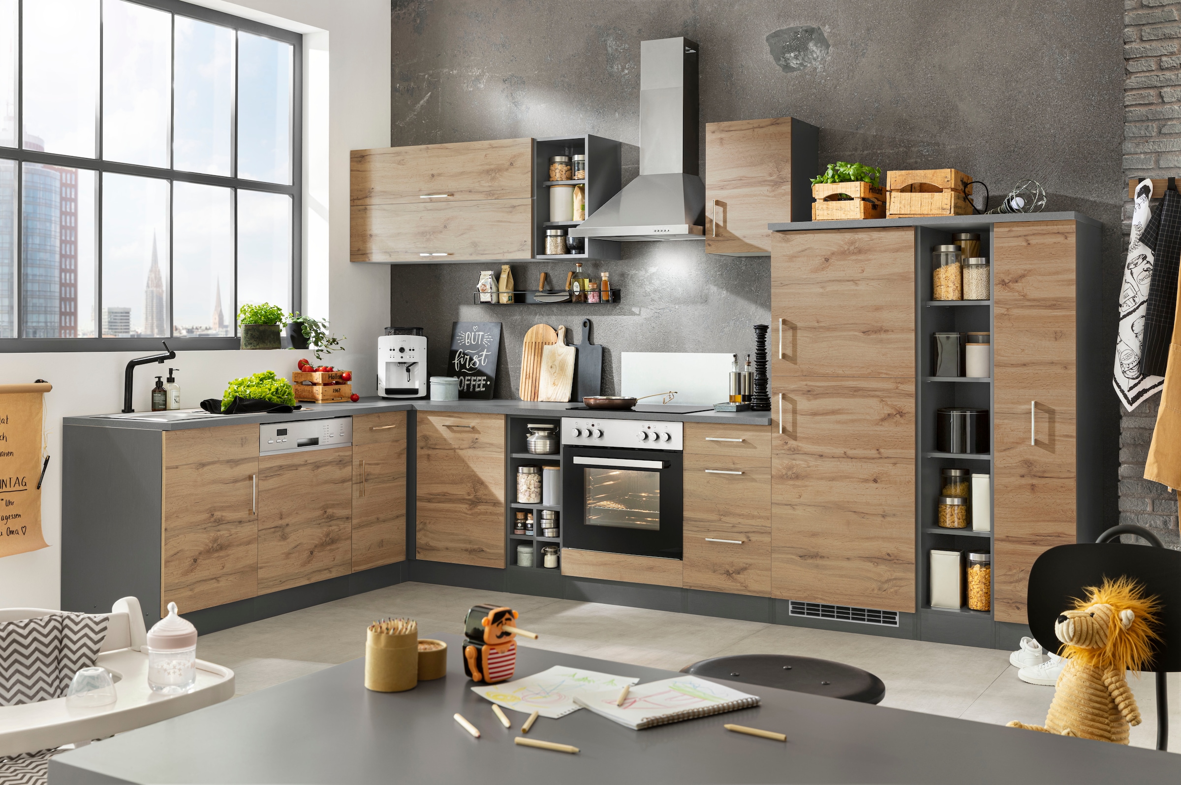 KOCHSTATION Winkelküche »KS-Colmar« ohne E-Geräte, Stellbreite 210/360 cm