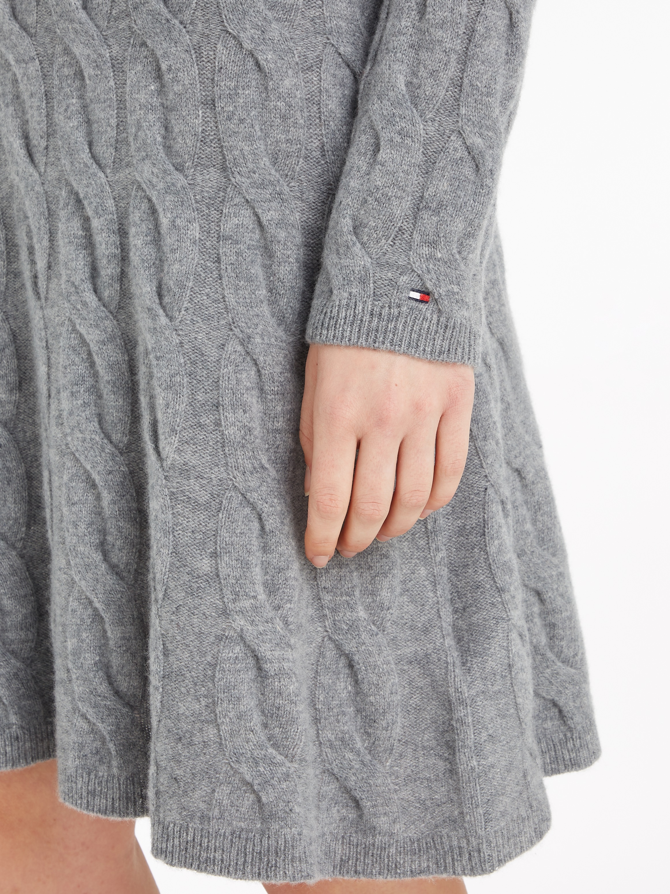 Tommy Hilfiger Strickkleid »SOFT WOOL CABLE POLO SWT DRESS«, mit Zopfmuster, Polokragen